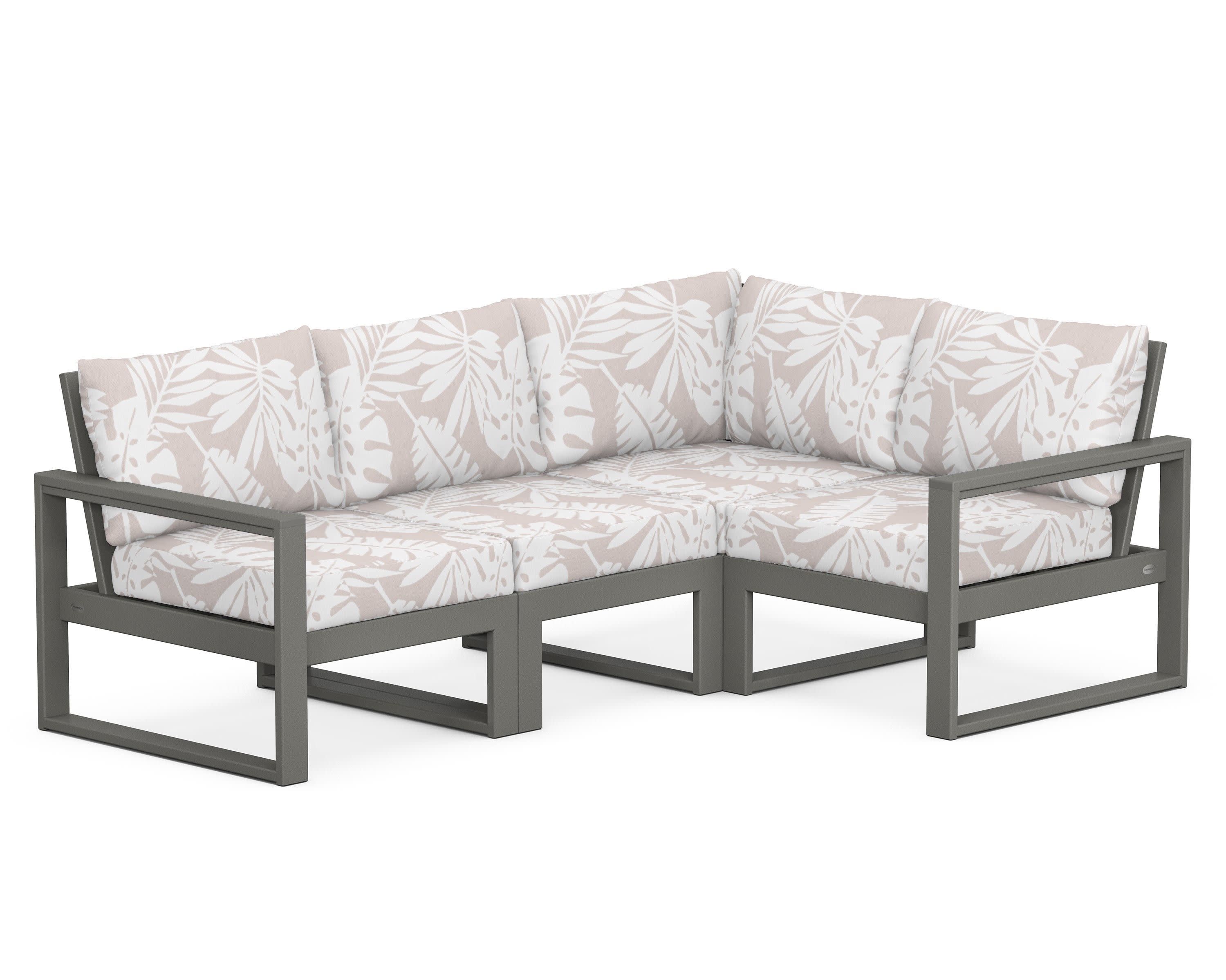 EDGE 4-Piece Modular Deep Seating Set in Slate Grey / Leaf Dune Burlap