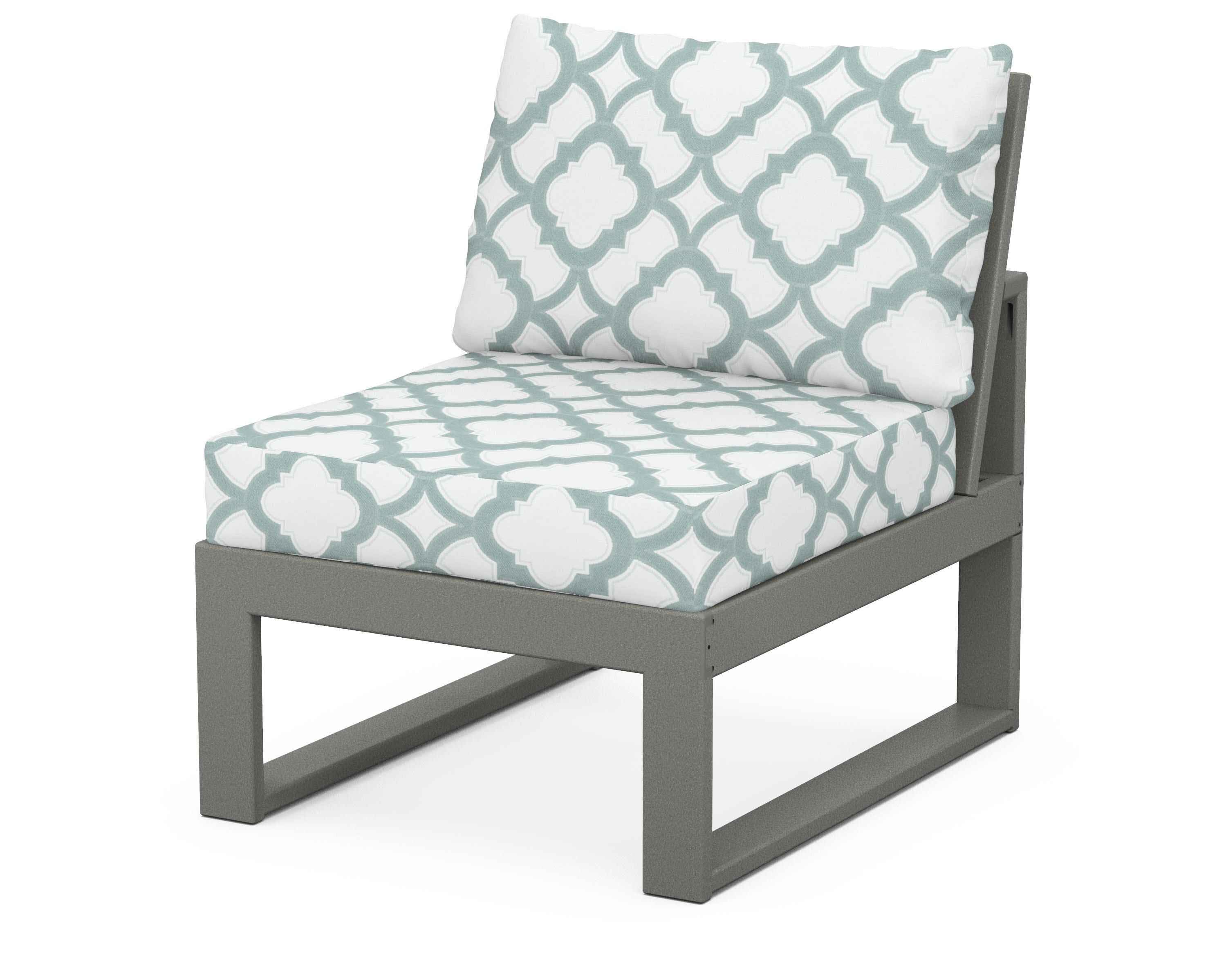 Modular Armless Chair in Slate Grey / Trellis Glacier Spa