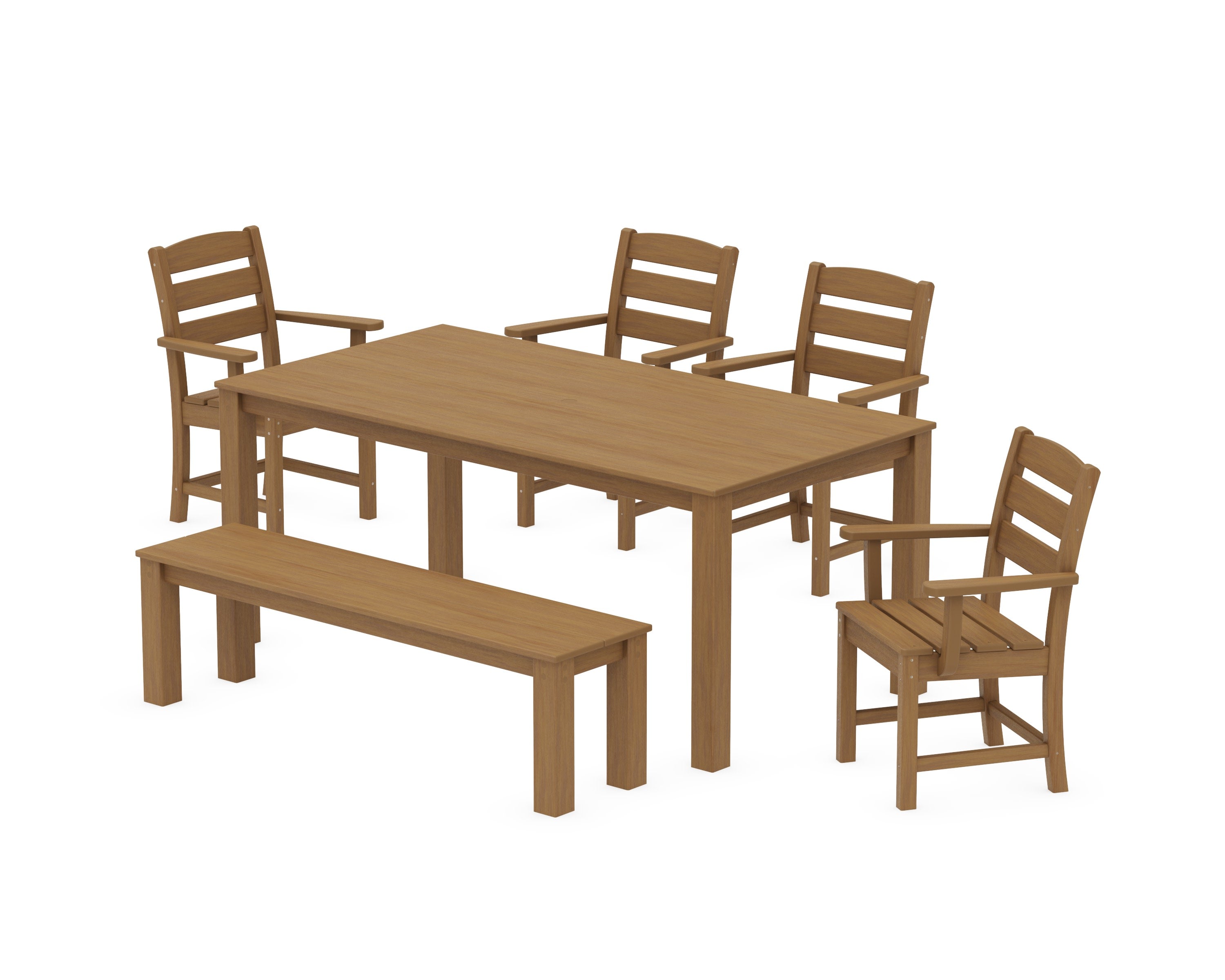 Lakeside 6-Piece Parsons Dining Set with Bench in Natural