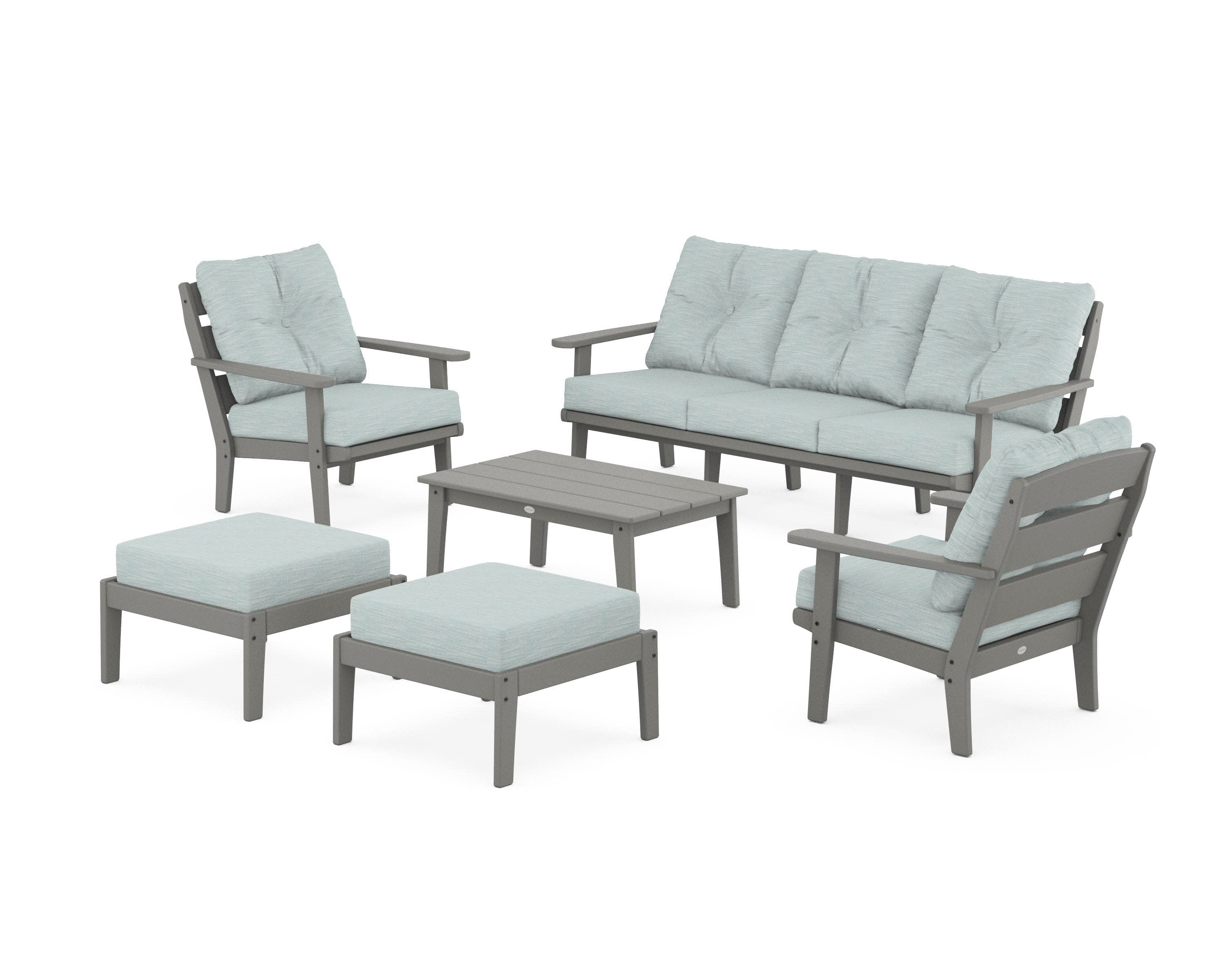 Lakeside 6-Piece Lounge Sofa Set in Slate Grey / Soothe Mist