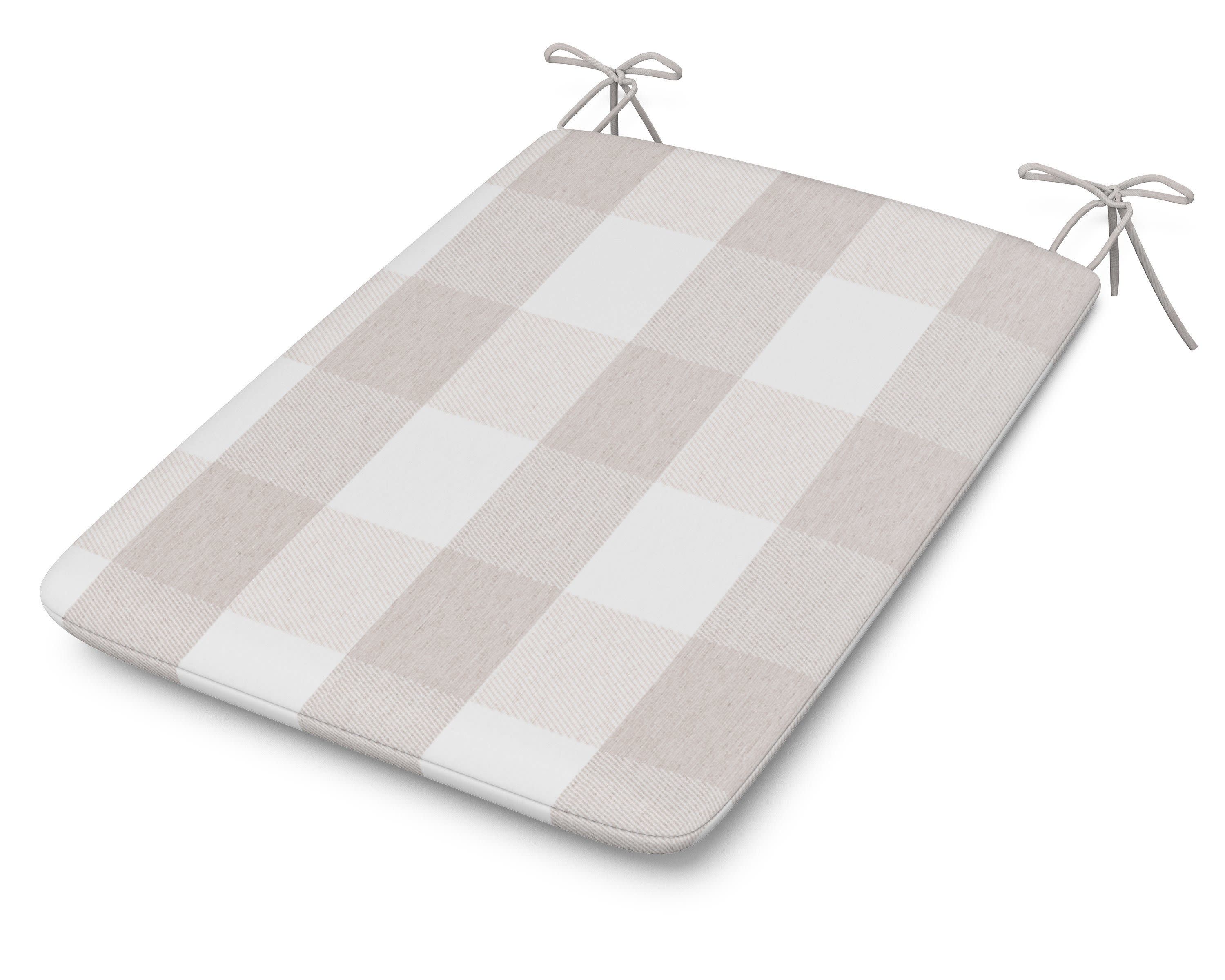 1100 Plaza Seat Pad in Buffalo Plaid Dune Burlap