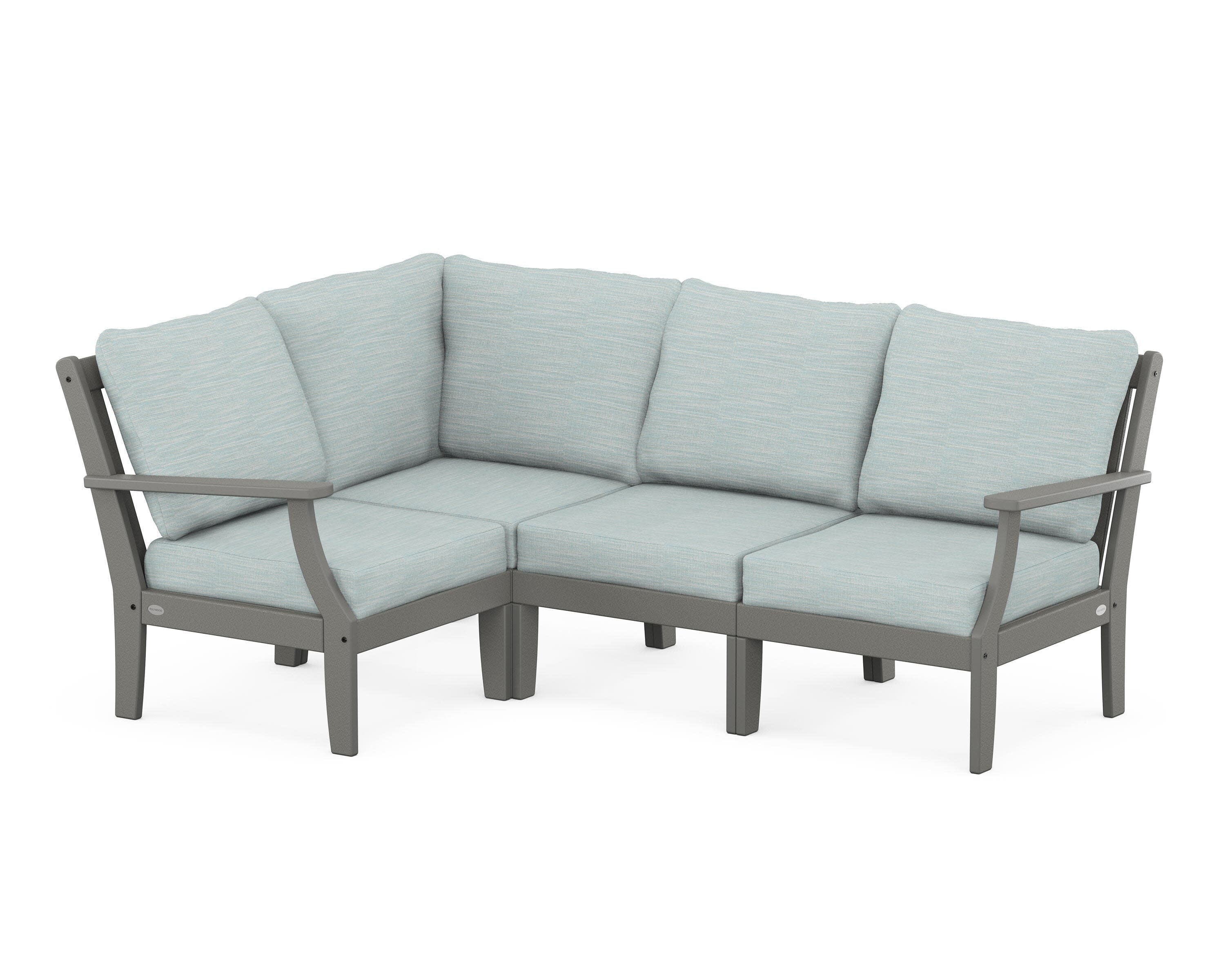 Braxton Modular 4-Piece Deep Seating Set in Slate Grey / Soothe Mist