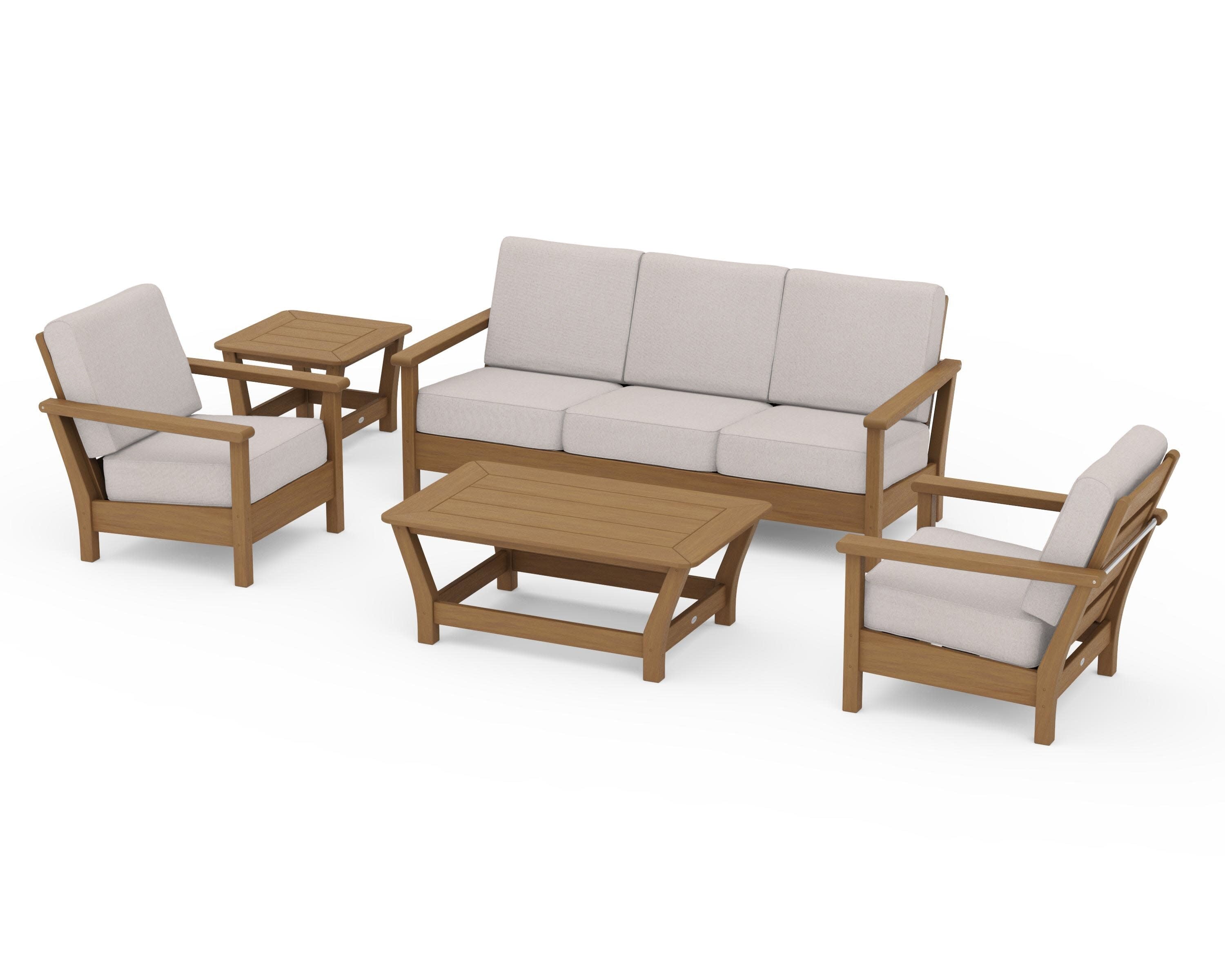 Harbour 5-Piece Deep Seating Set in Natural / Dune Burlap