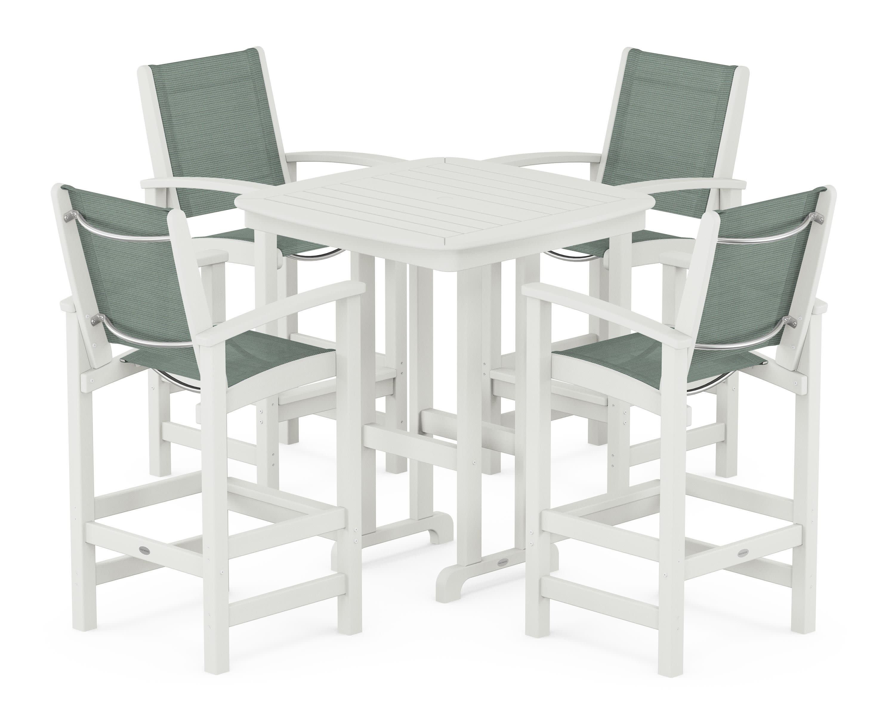 Coastal 5-Piece Bar Set in Vintage White / Dupioni Sea Mist Sling
