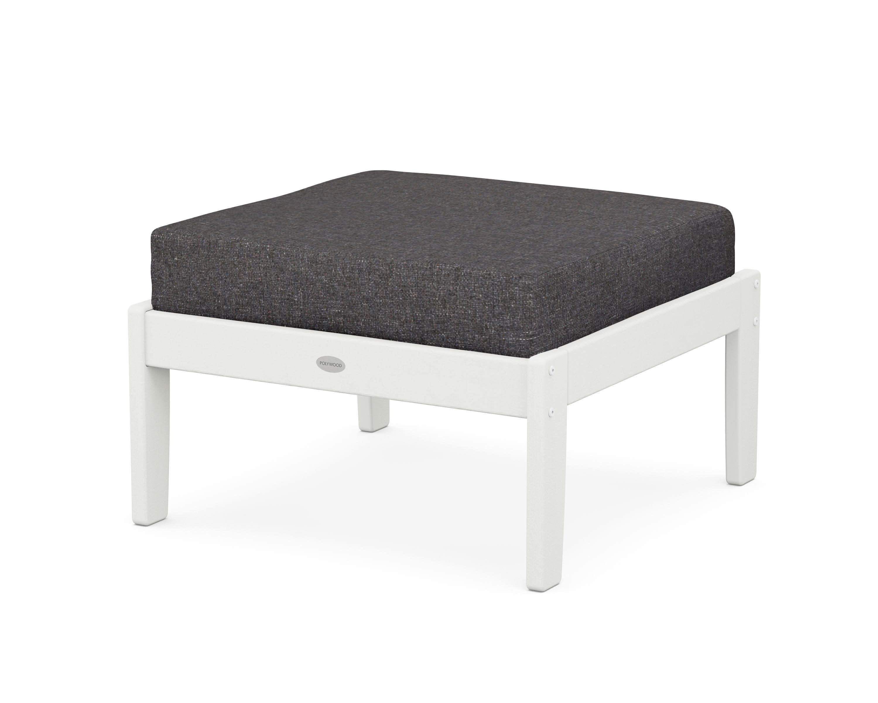 Braxton Deep Seating Ottoman in Vintage White / Ash Charcoal