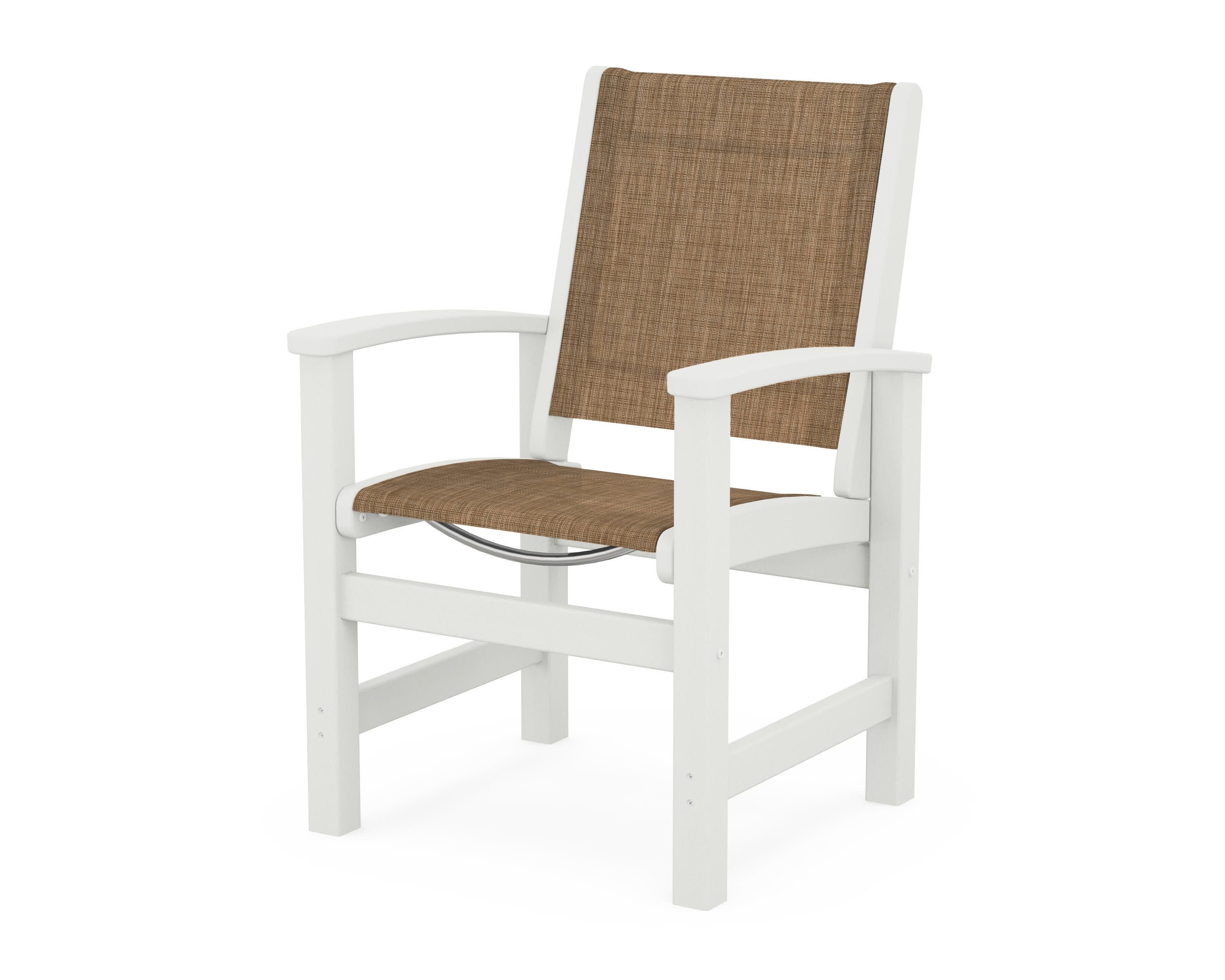 Coastal Dining Chair in Vintage White / Burlap Sling