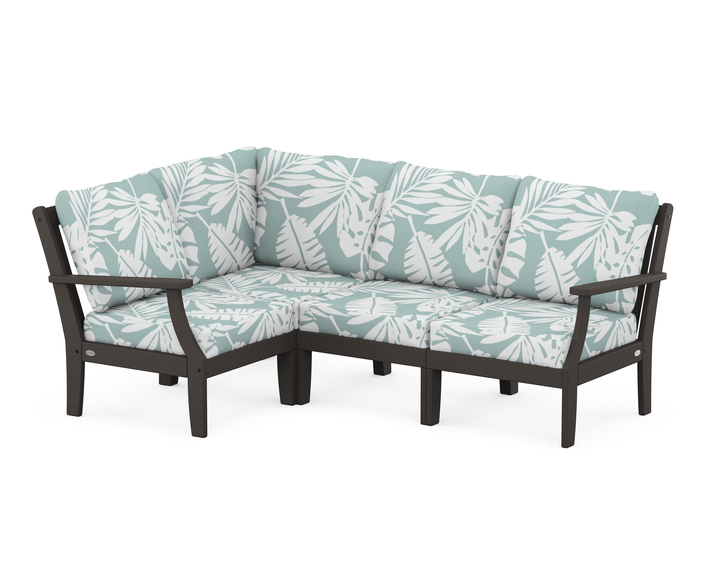 Braxton Modular 4-Piece Deep Seating Set in Vintage Coffee / Leaf Glacier Spa
