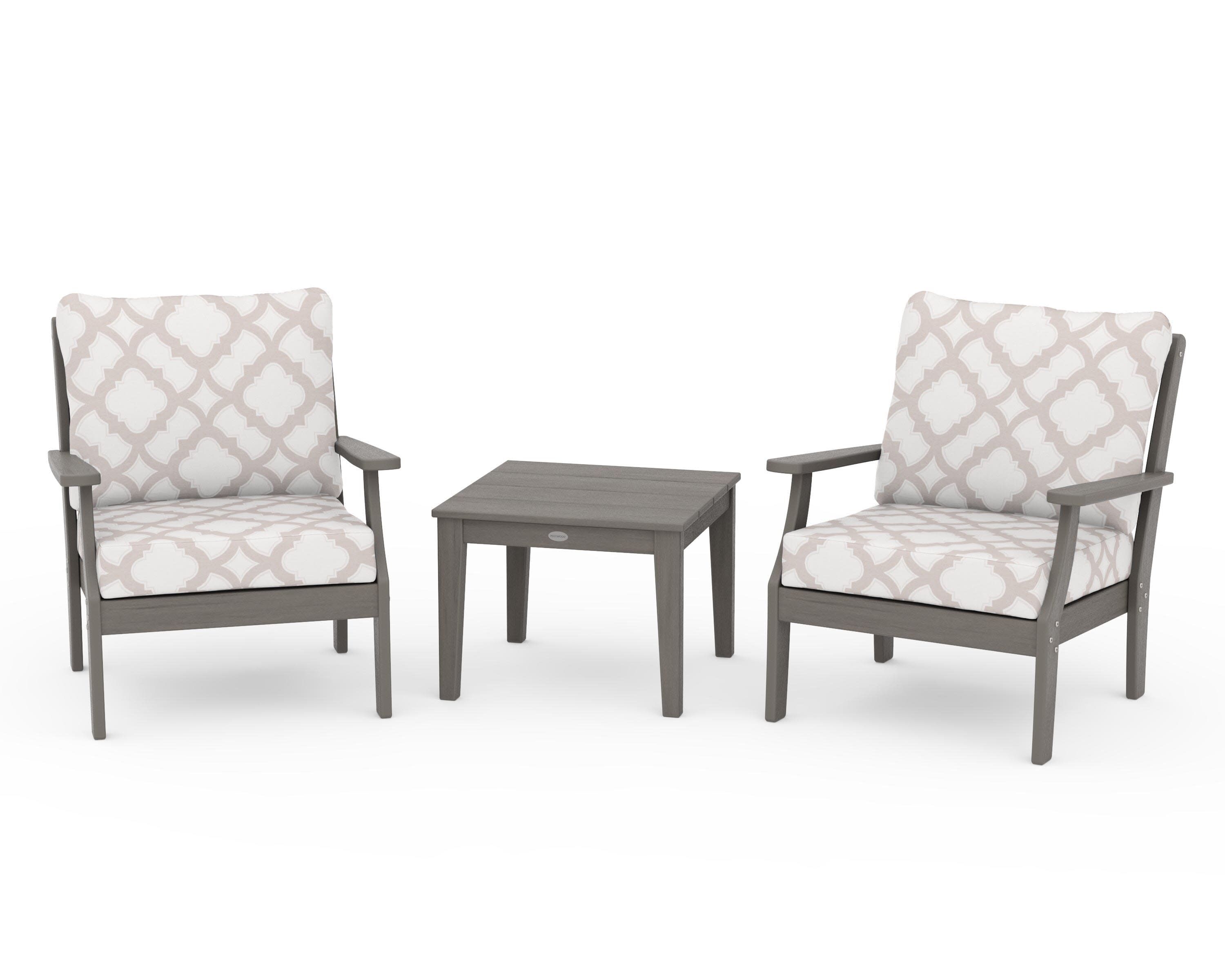 Braxton 3-Piece Deep Seating Set in Driftwood / Trellis Dune Burlap