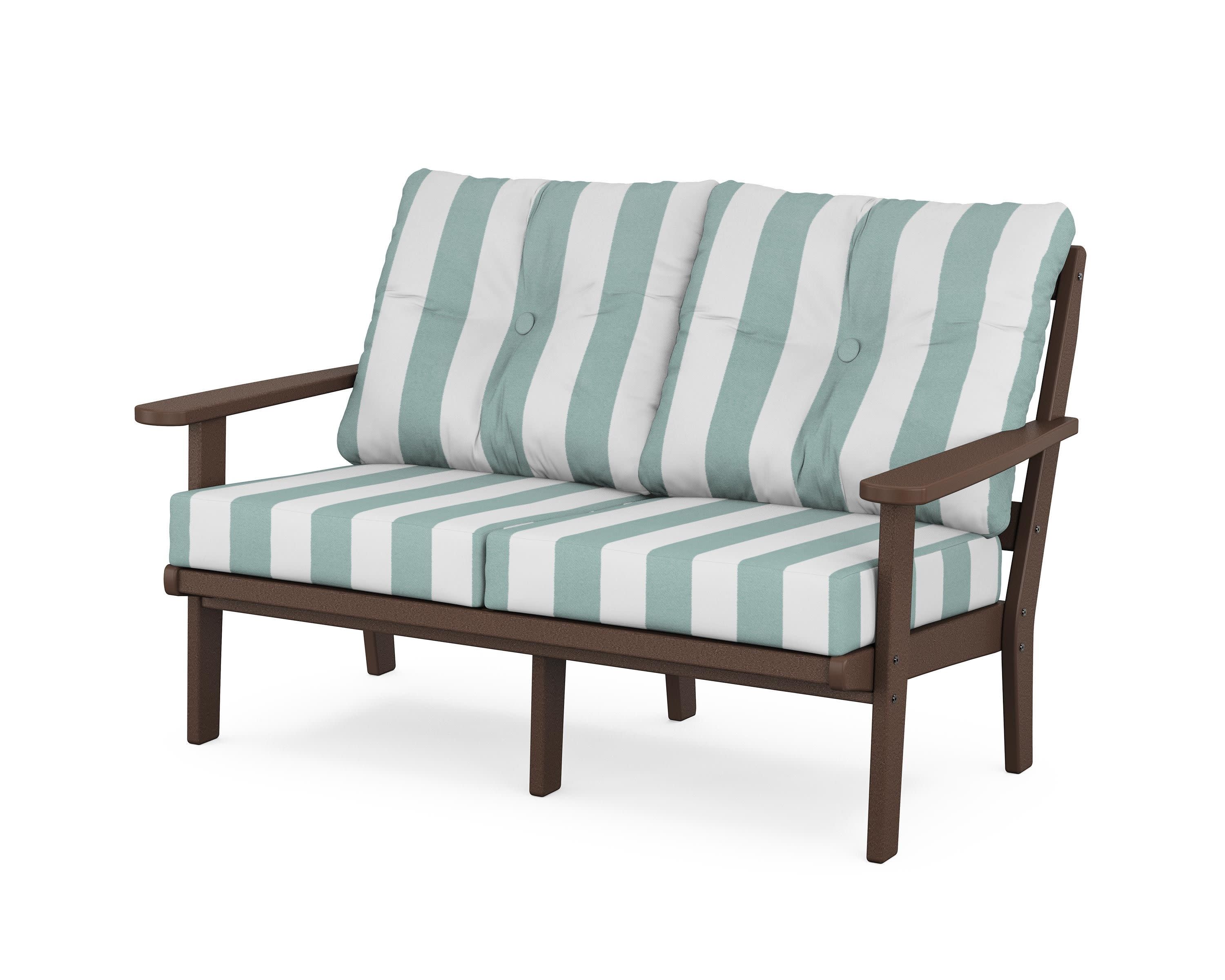 Mission Deep SeatingLoveseat in Mahogany / Cabana Stripe Glacier Spa