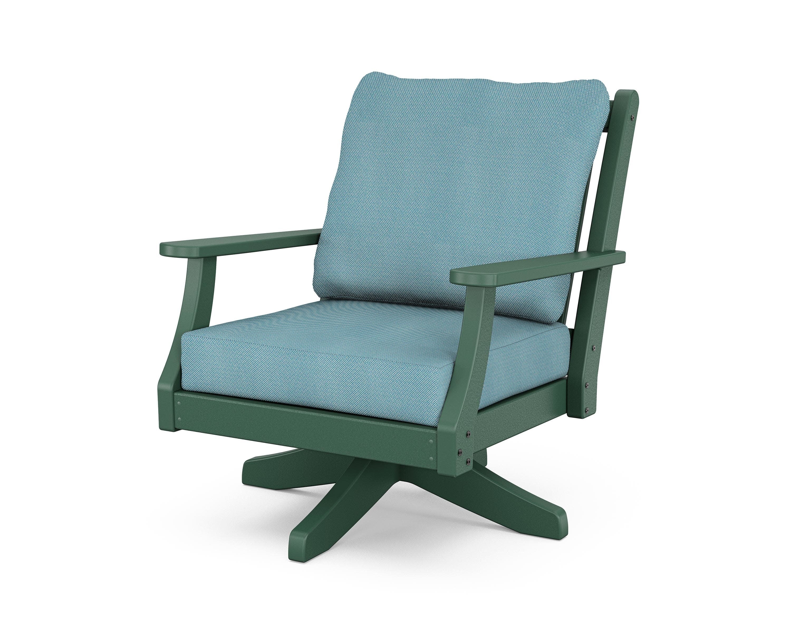 Wovendale Deep Seating Swivel Chair in Green / Lattice Sky Blue