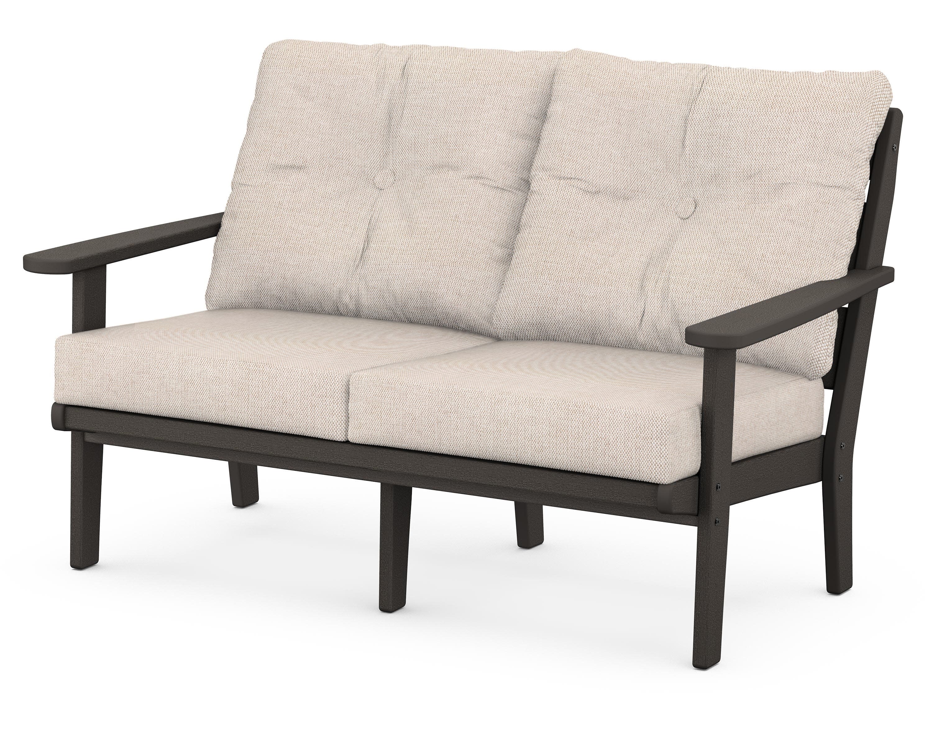 Lakeside Deep Seating Loveseat in Vintage Coffee / Blend Linen