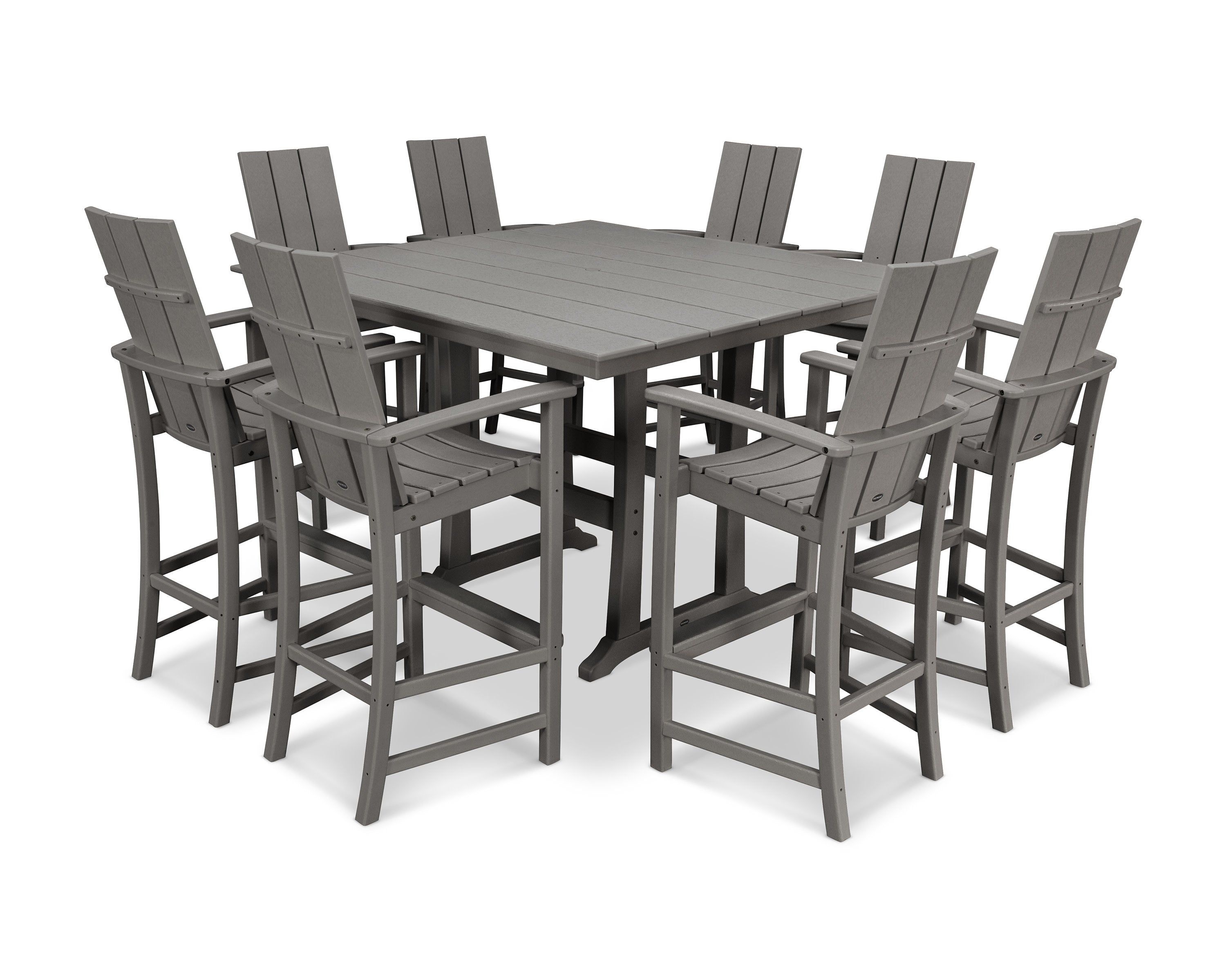 Modern Adirondack 9-Piece Farmhouse Trestle Bar Set in Slate Grey