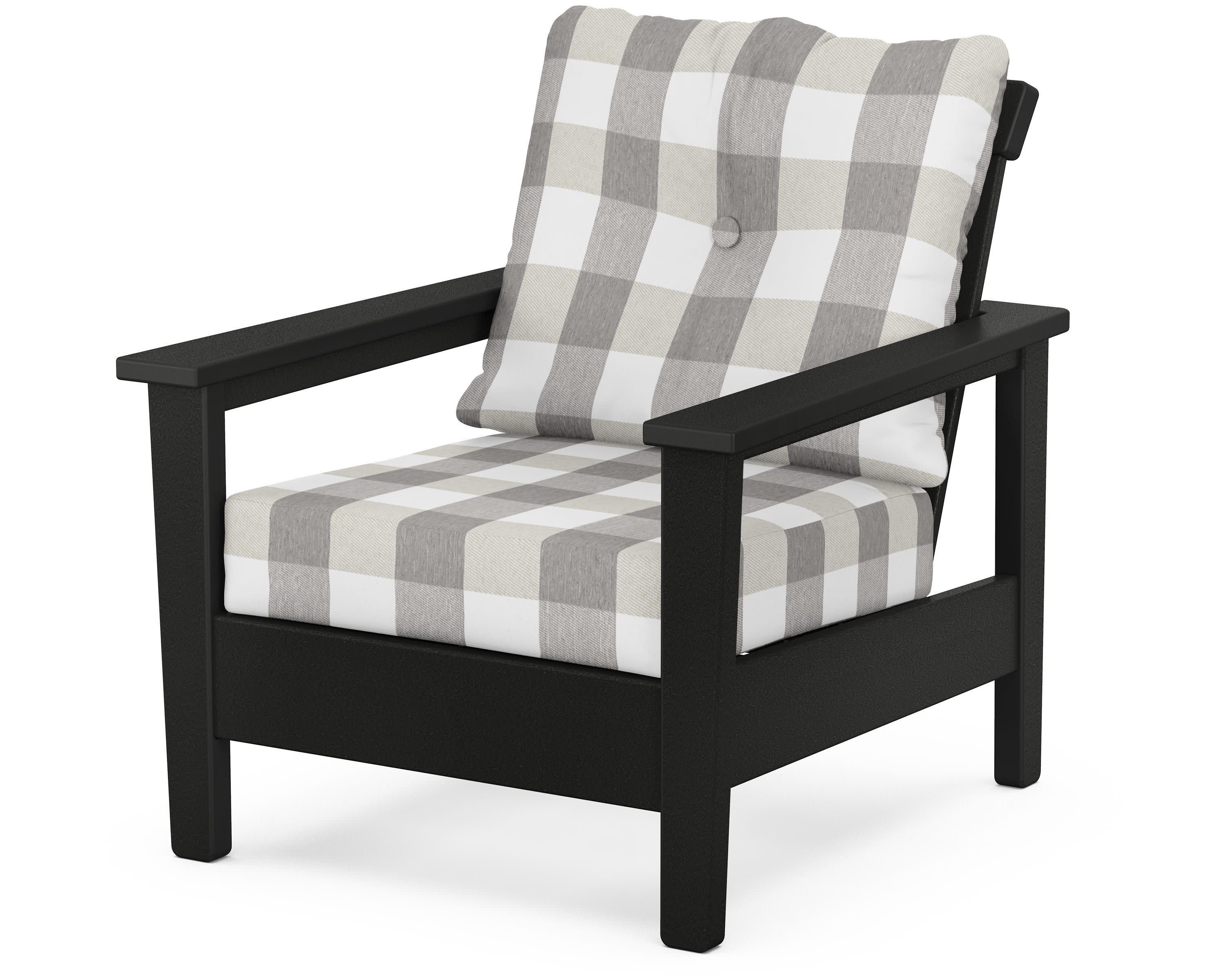 Prescott Deep Seating Chair in Black / Buffalo Plaid Grey Mist