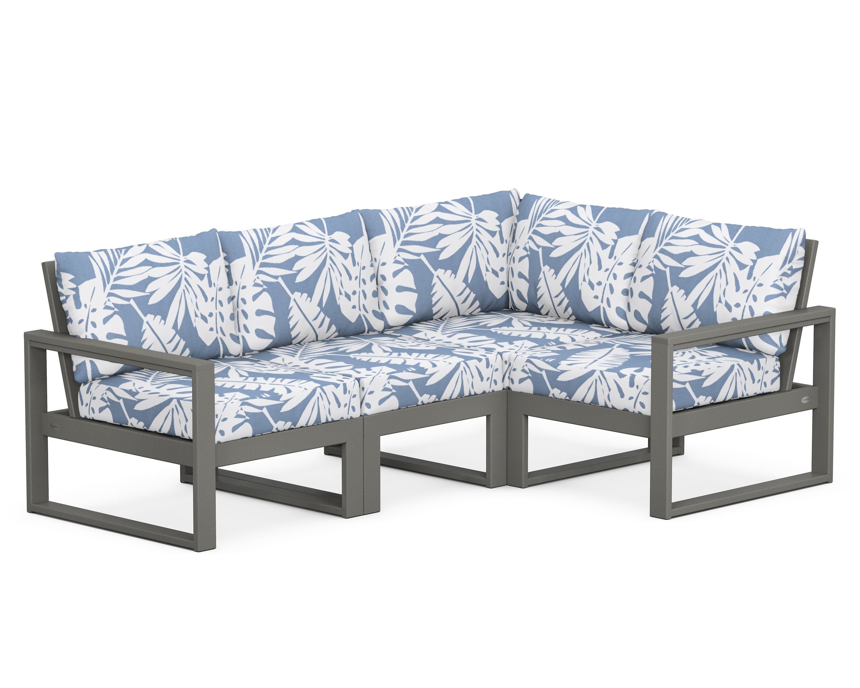 EDGE 4-Piece Modular Deep Seating Set in Slate Grey / Leaf Sky Blue