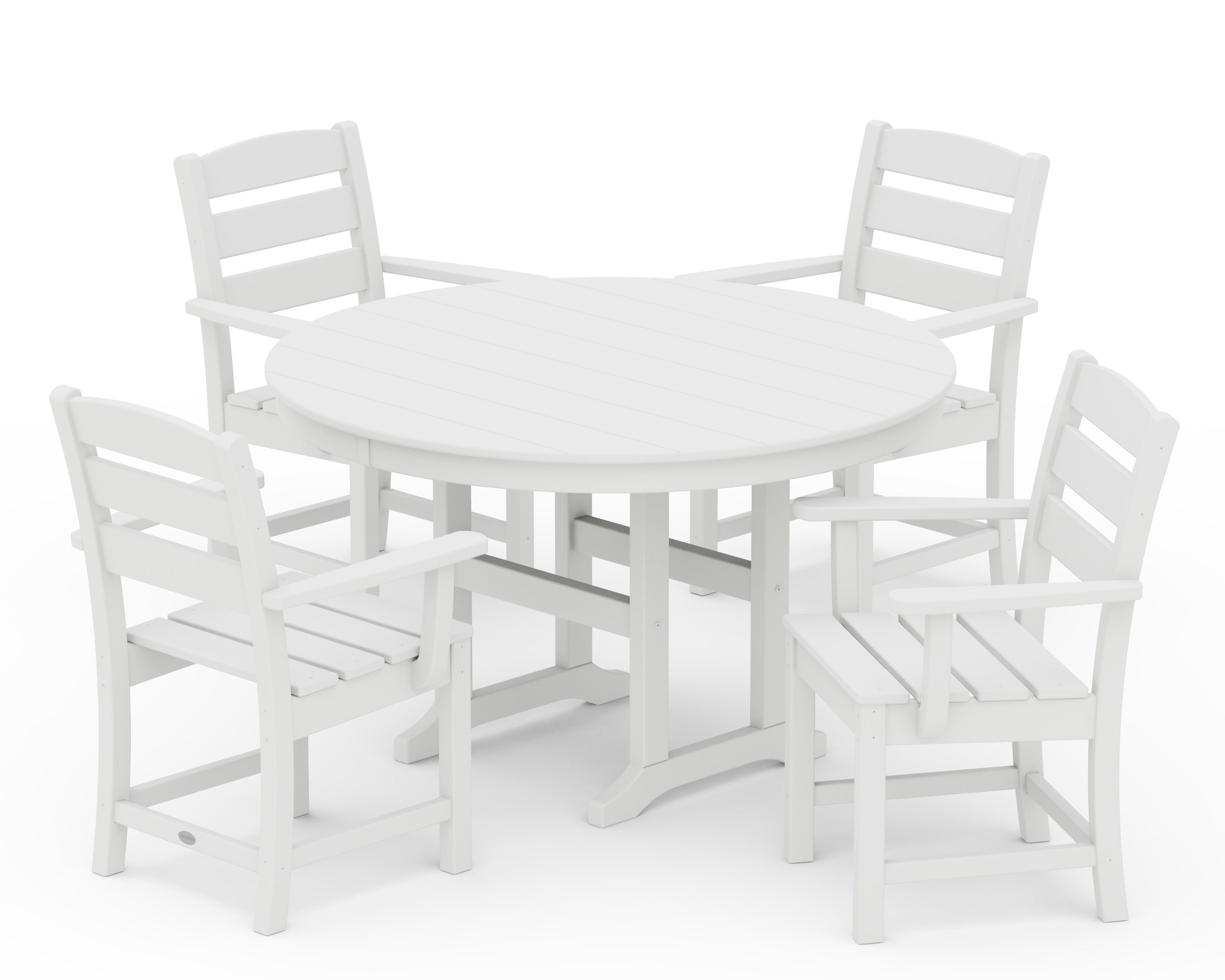 Lakeside 5-Piece Round Farmhouse Dining Set in White