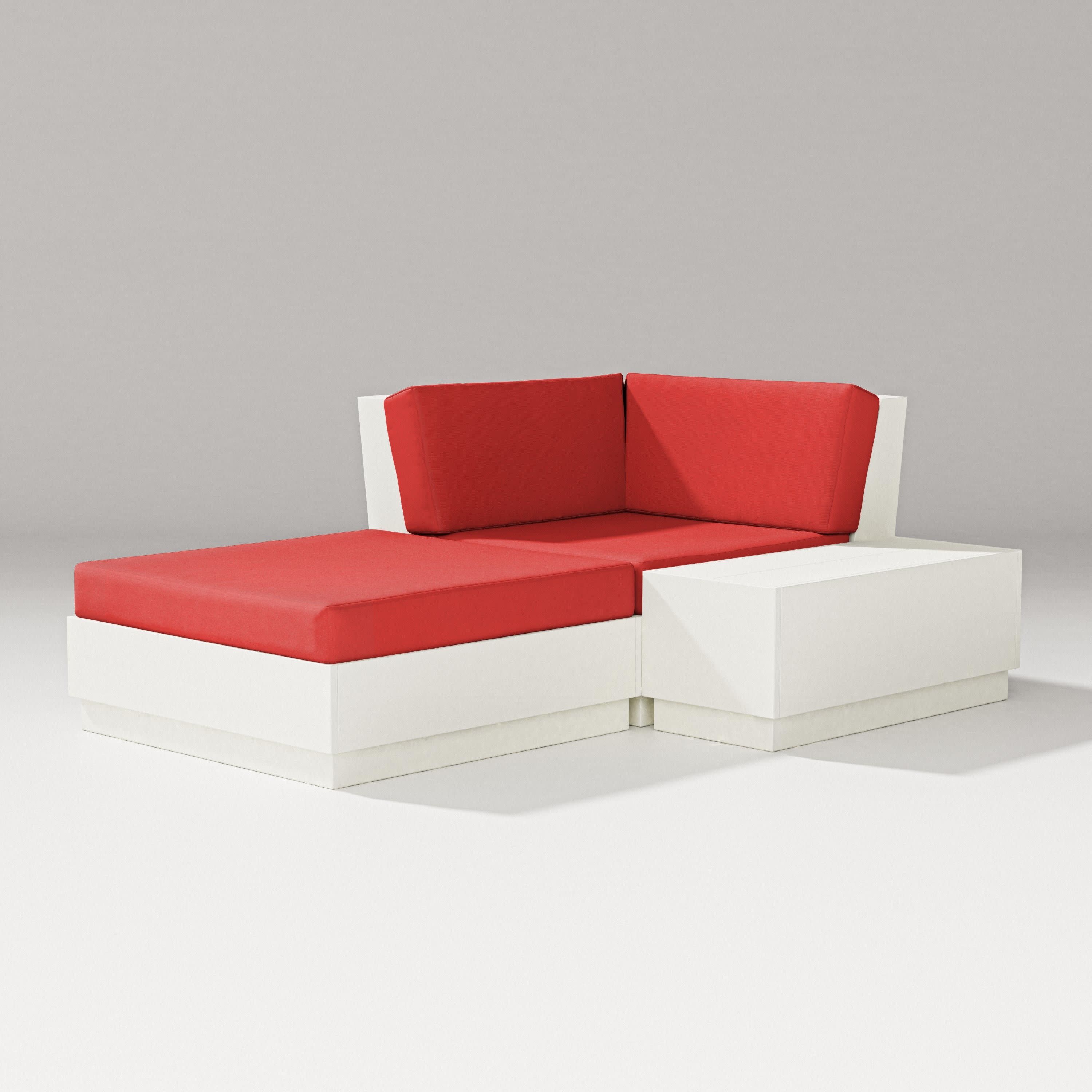 Elevate Corner Chaise in Vintage White / Crimson Linen