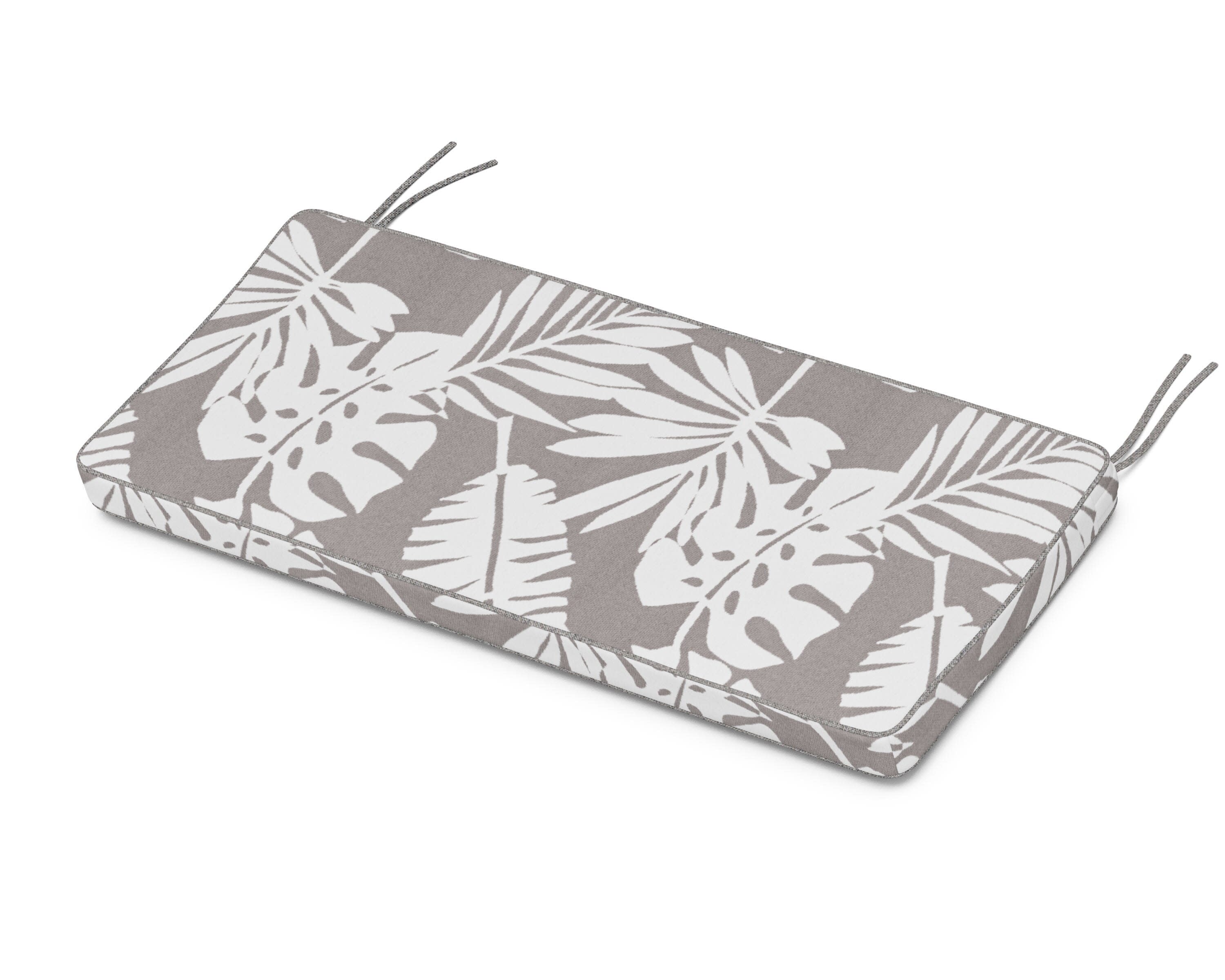 Chinoiserie Bench Seat Cushion in Leaf Grey Mist