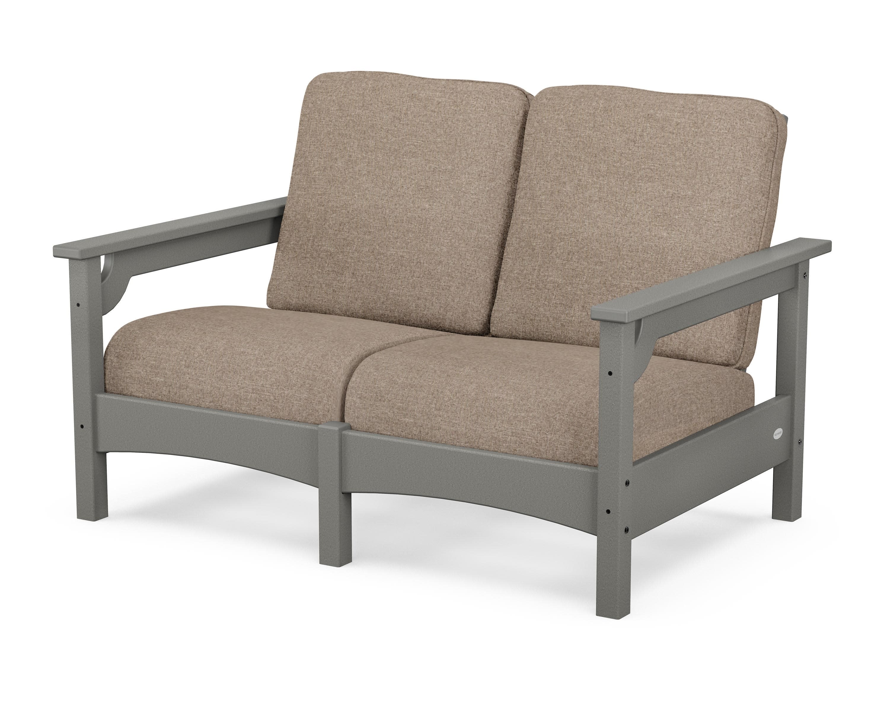 Club Loveseat in Slate Grey / Spiced Burlap
