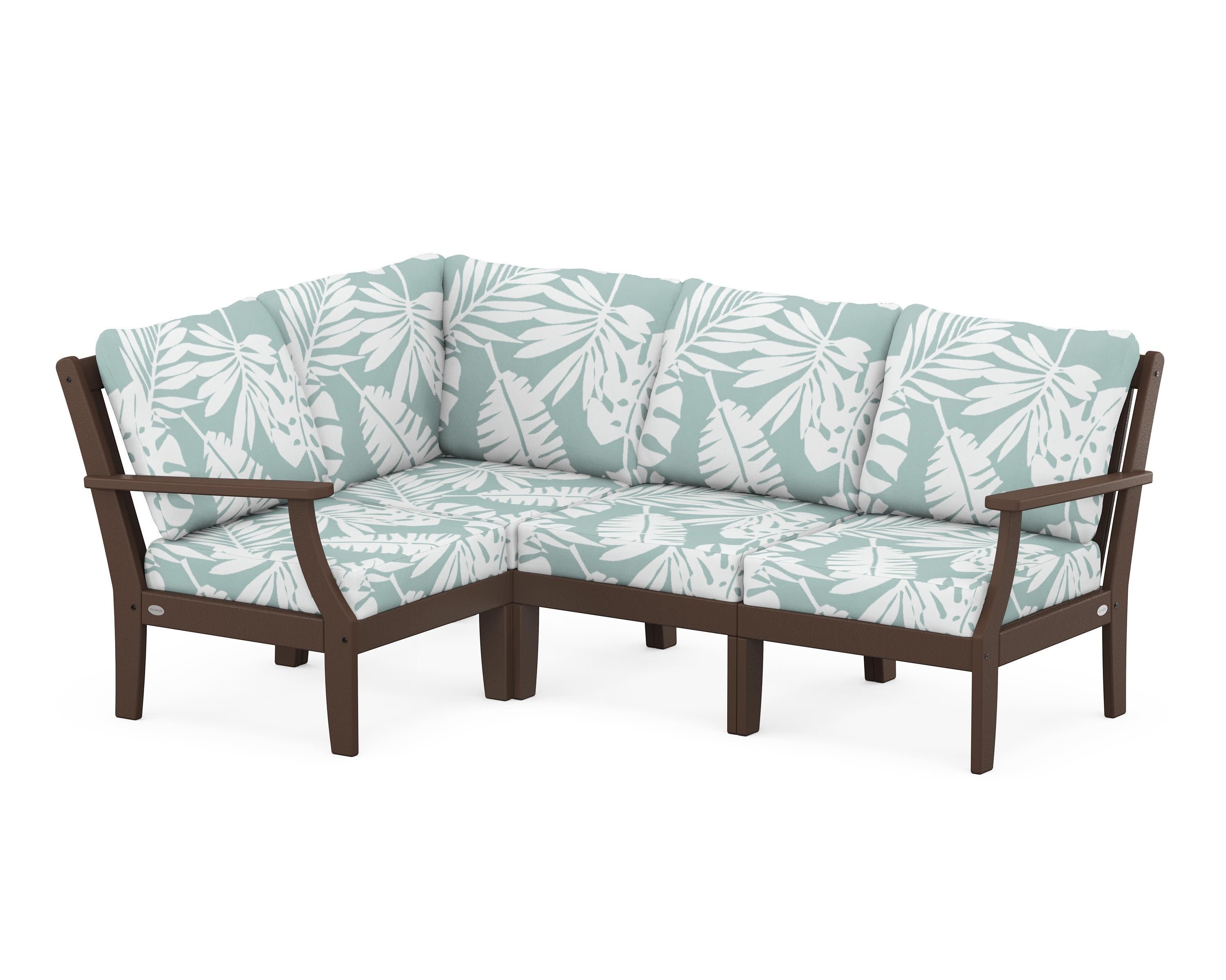 Braxton Modular 4-Piece Deep Seating Set in Mahogany / Leaf Glacier Spa