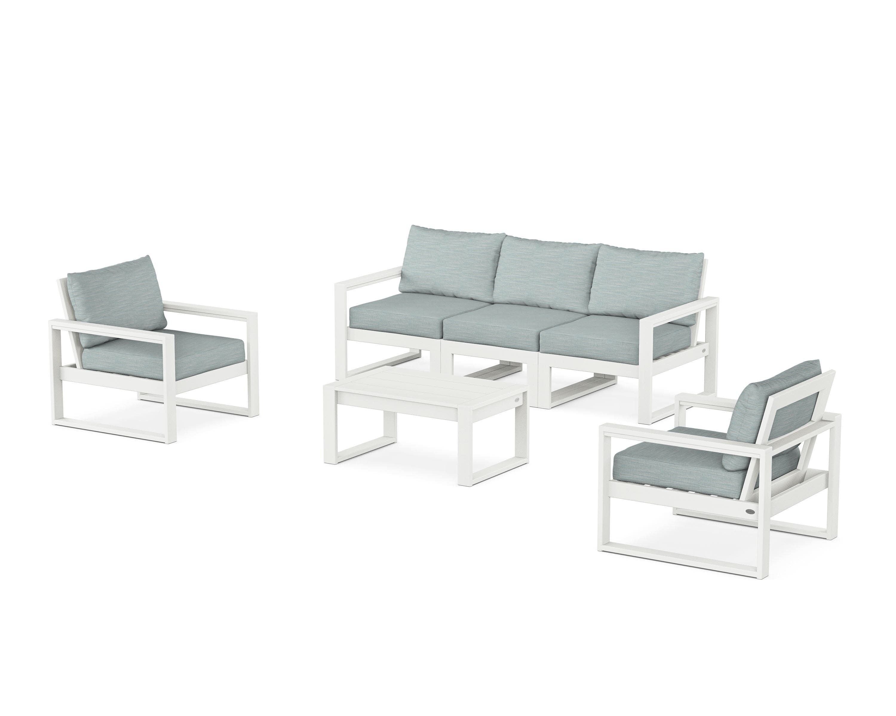 EDGE Sectional 4-Piece Deep Seating Set with Sofa in Vintage White / Soothe Mist