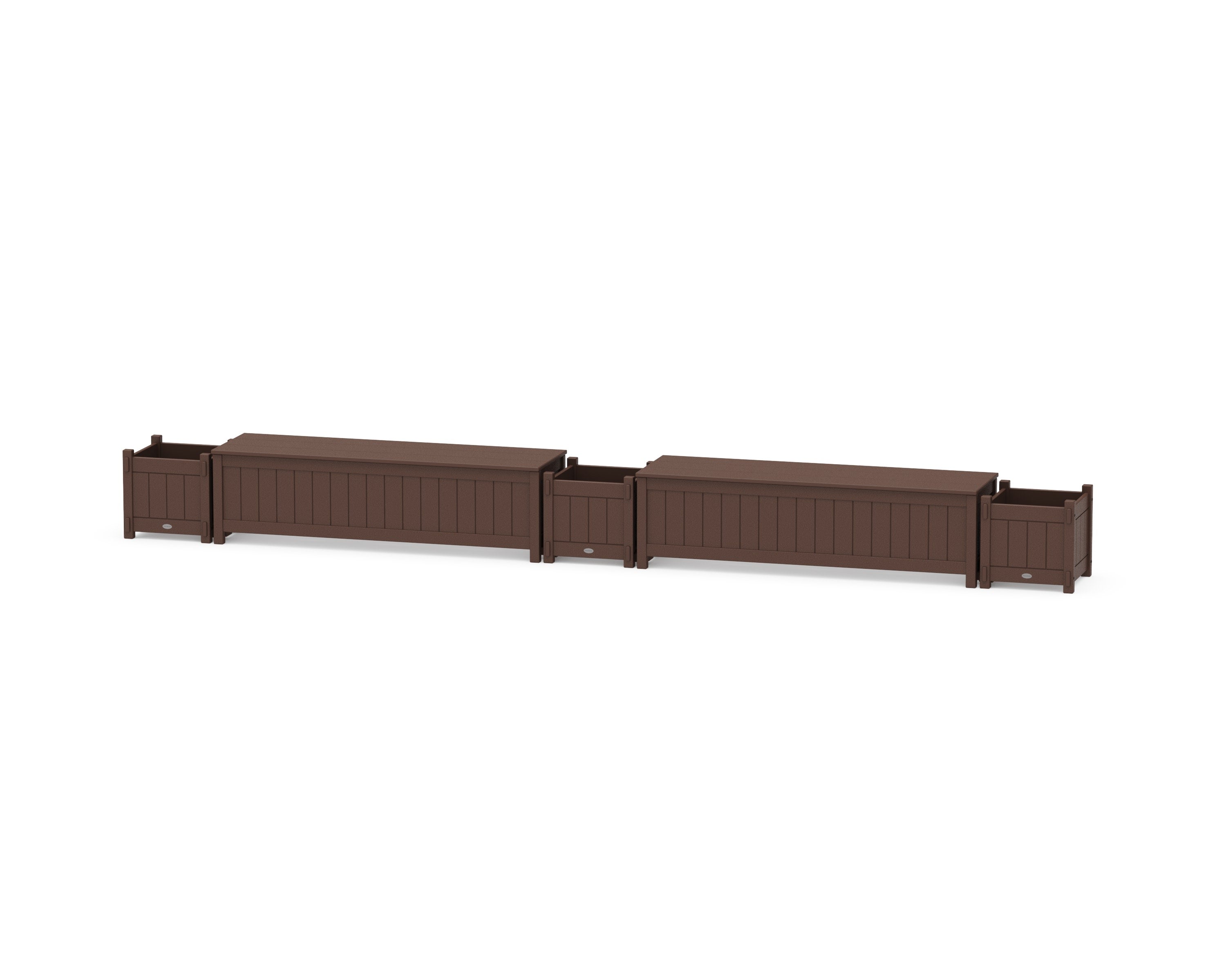 60" Vineyard Straight Double Planter Storage Bench Set in Mahogany