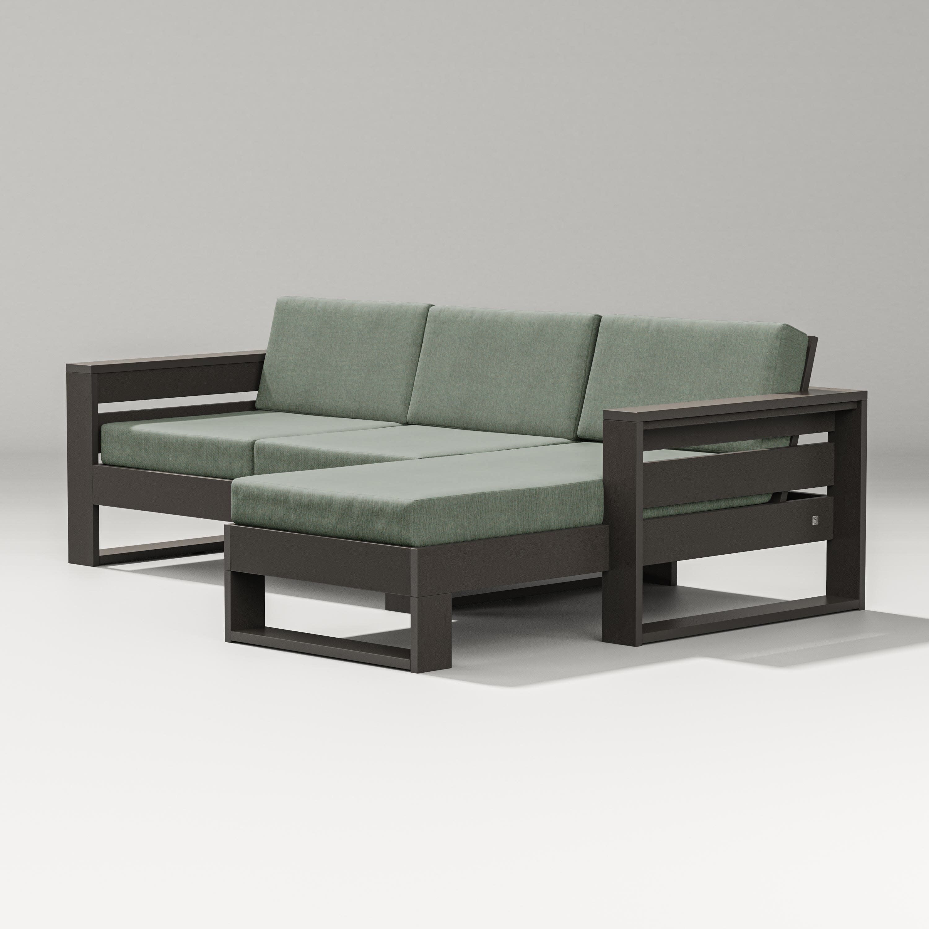 Latitude Right Chaise Sectional in Vintage Coffee / Cast Sage