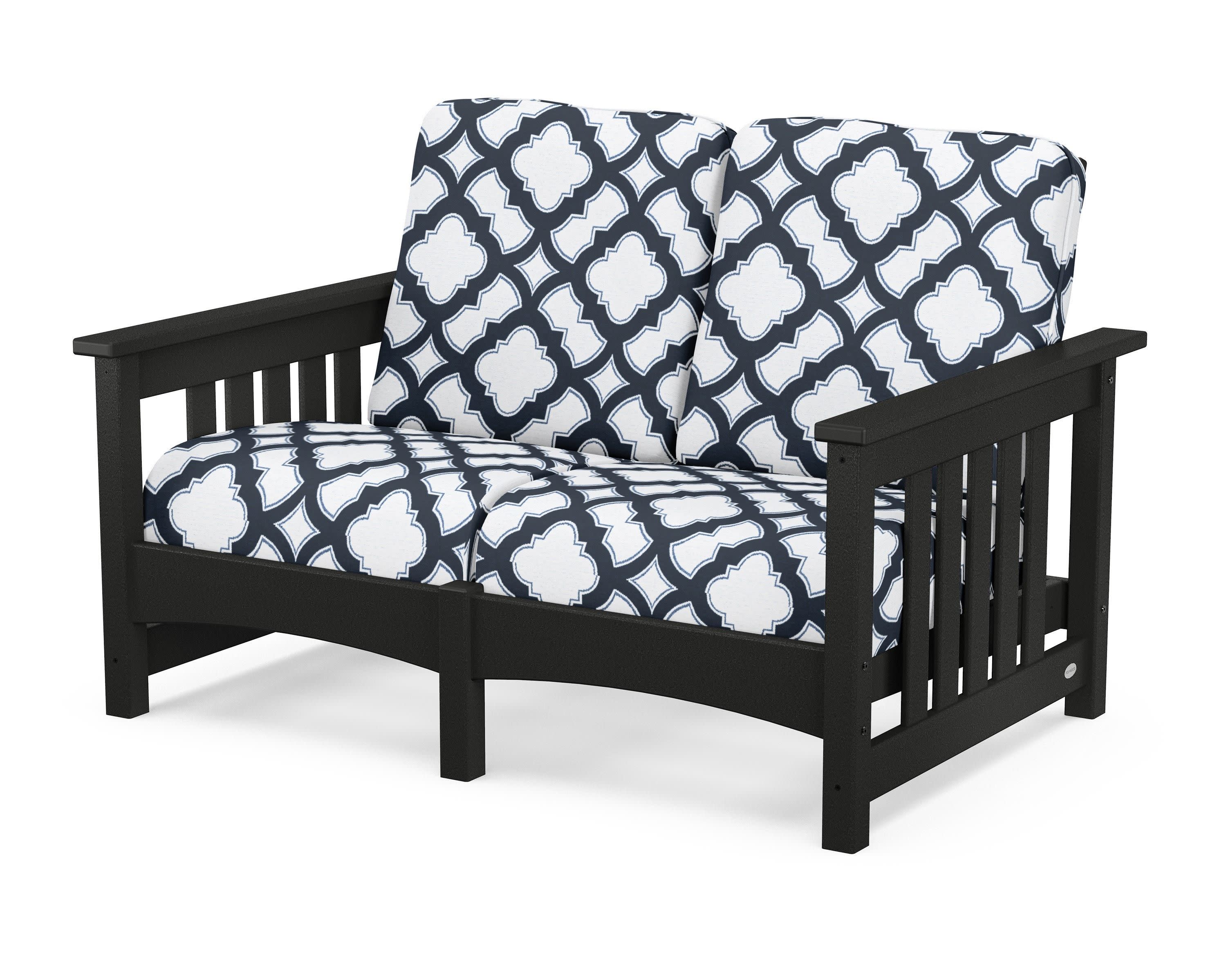 Club Mission Loveseat in Black / Trellis Marine Indigo