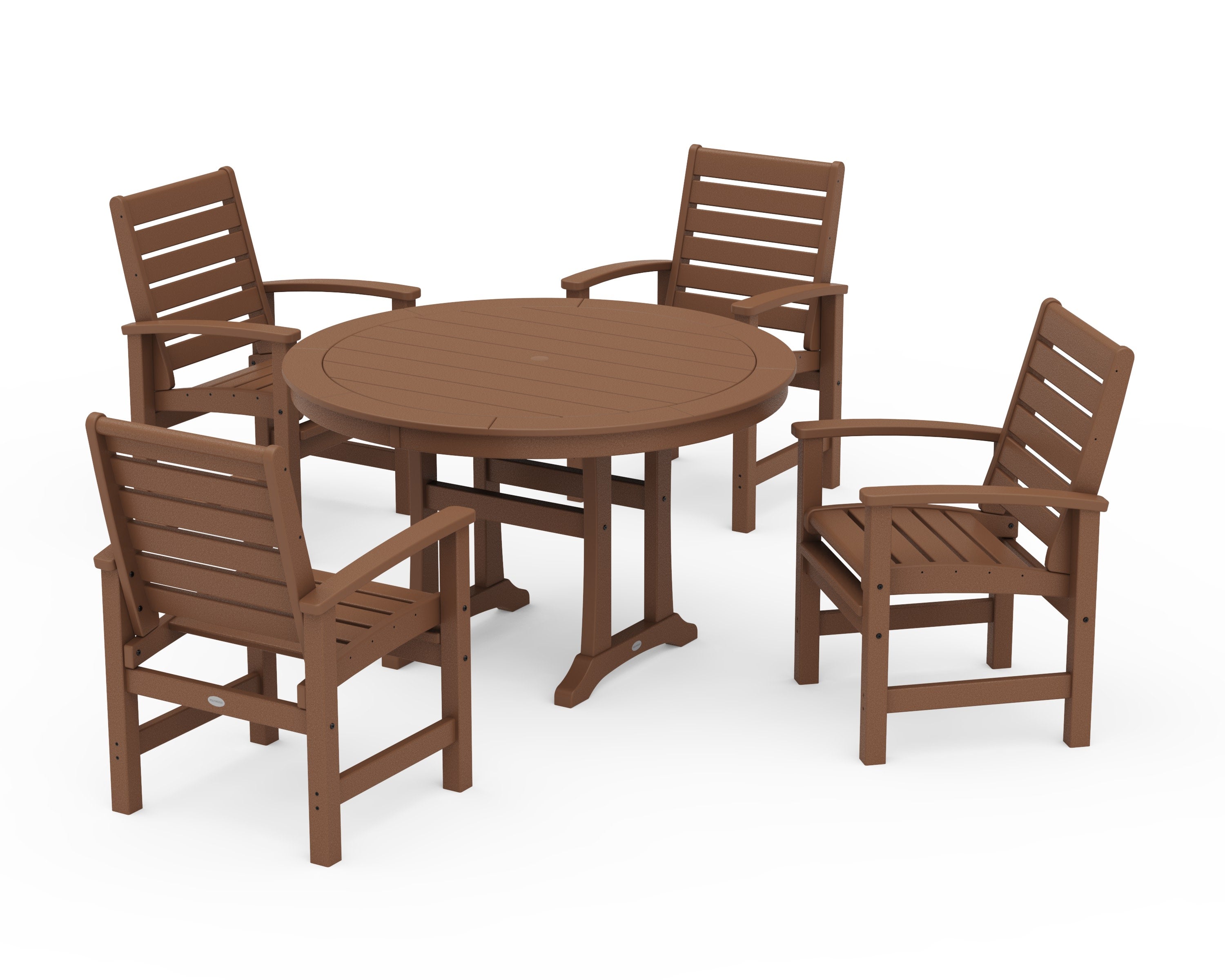 Signature 5-Piece Round Dining Set with Trestle Legs in Teak