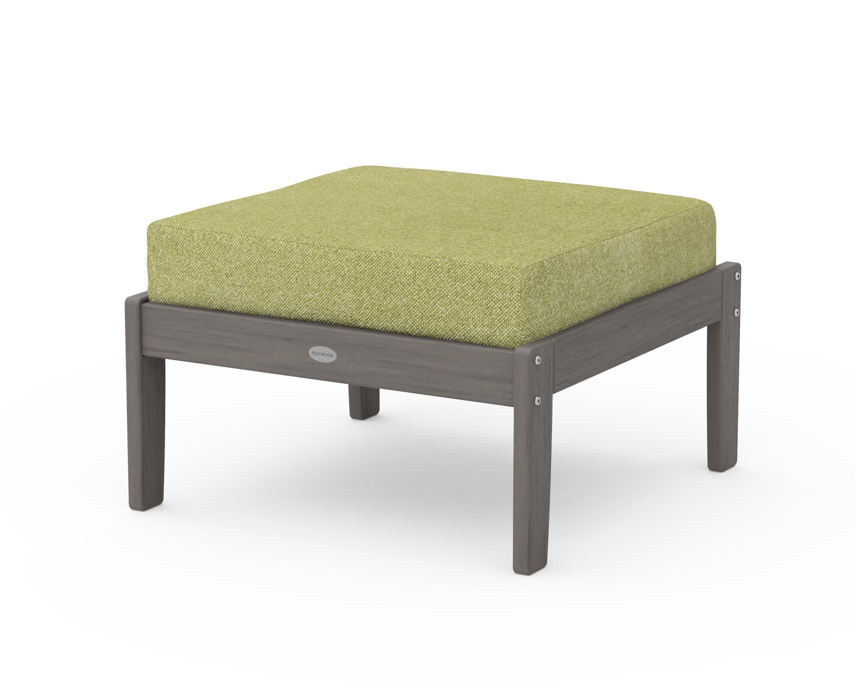 Braxton Deep Seating Ottoman in Driftwood / Chartreuse Boucle