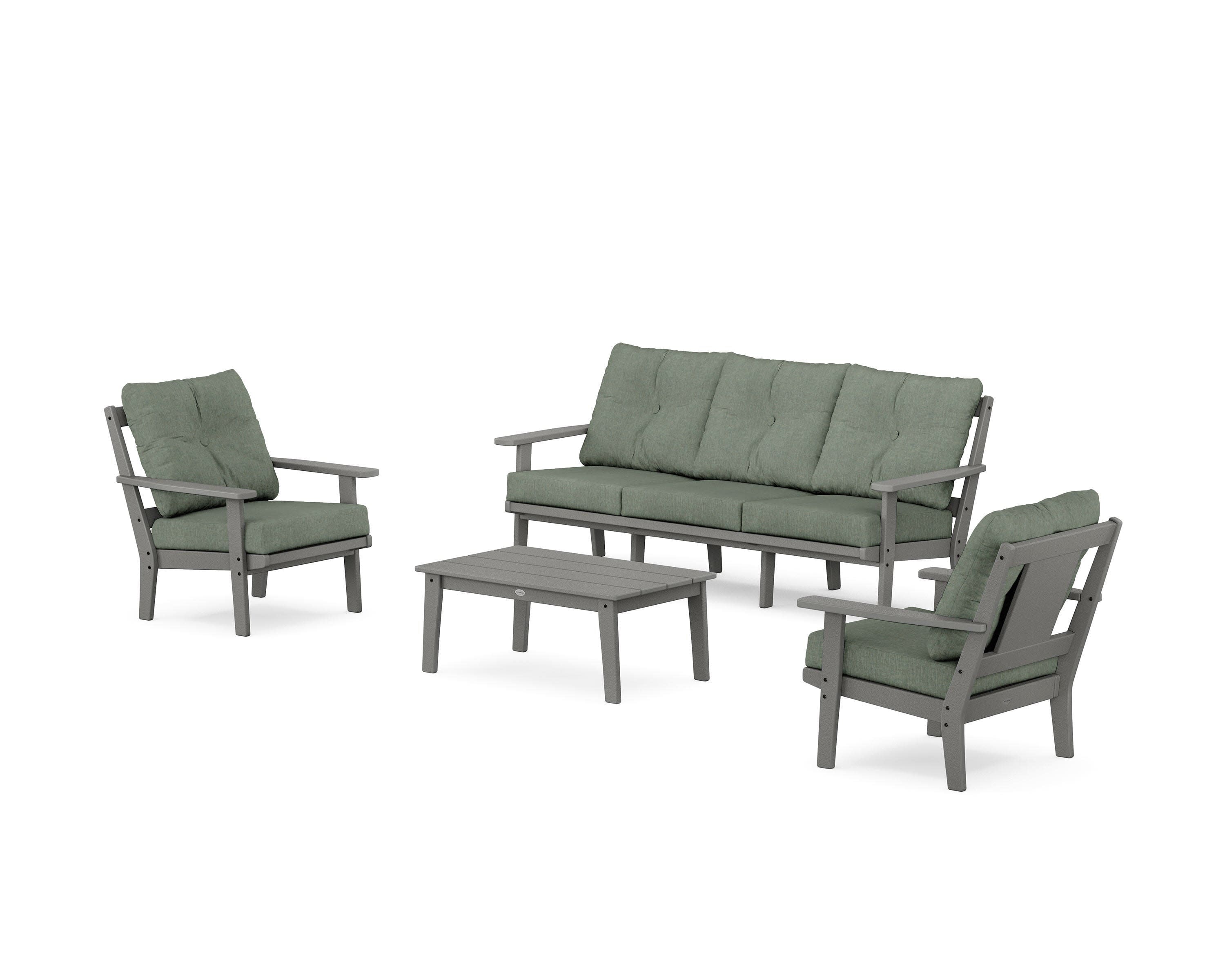 Prairie 4-Piece Deep Seating Set with Sofa in Slate Grey / Cast Sage