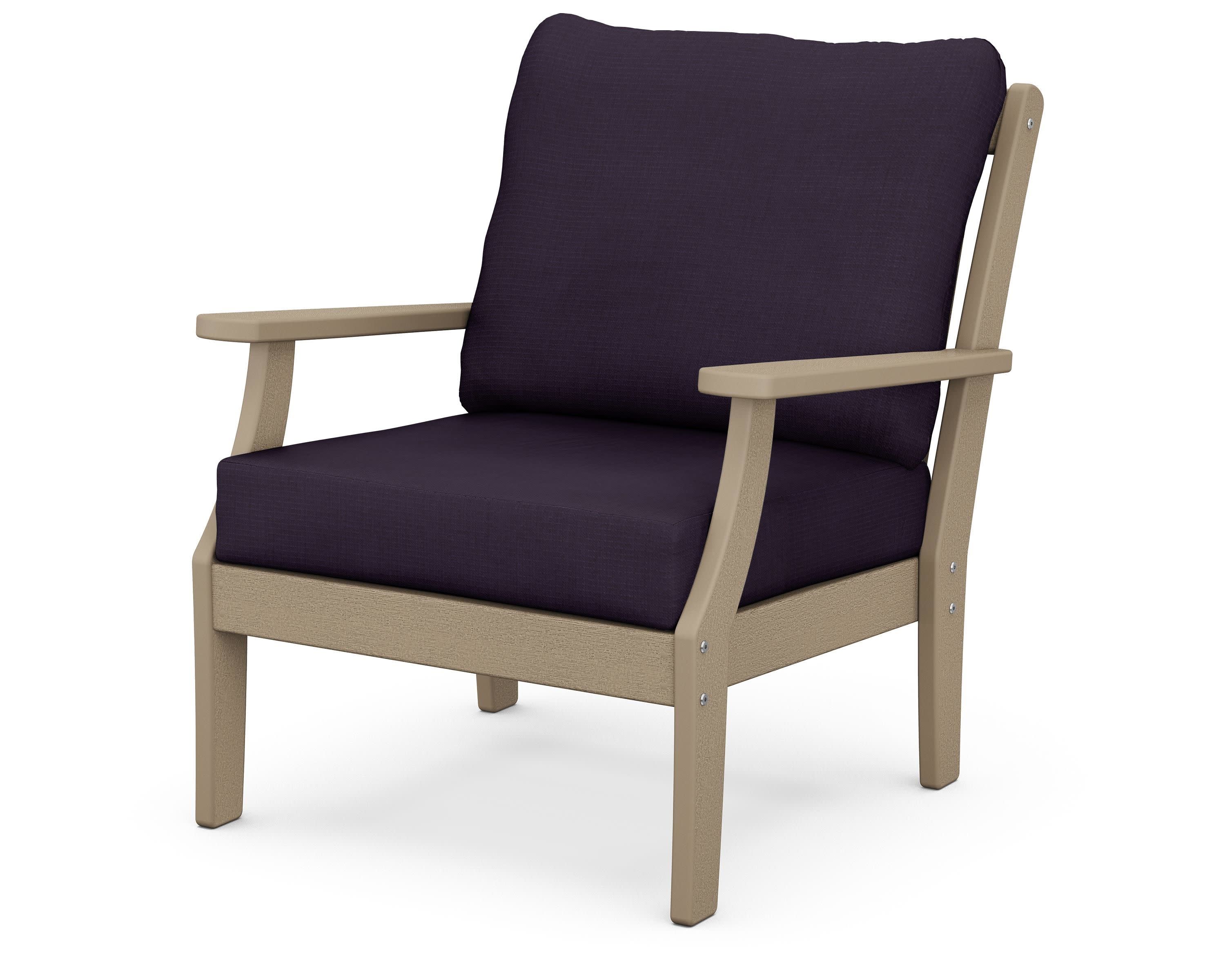 Braxton Deep Seating Chair in Vintage Sahara / Navy Linen
