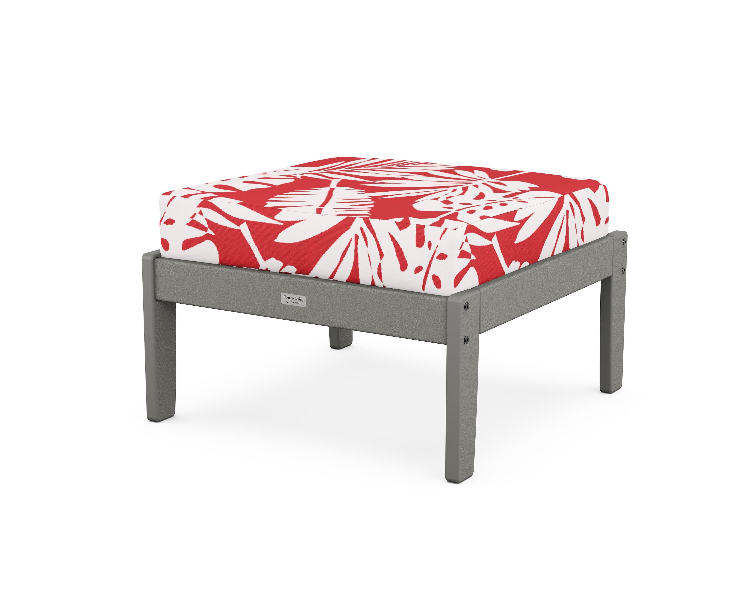 Cottage Deep Seating Ottoman in Slate Grey / Leaf Crimson