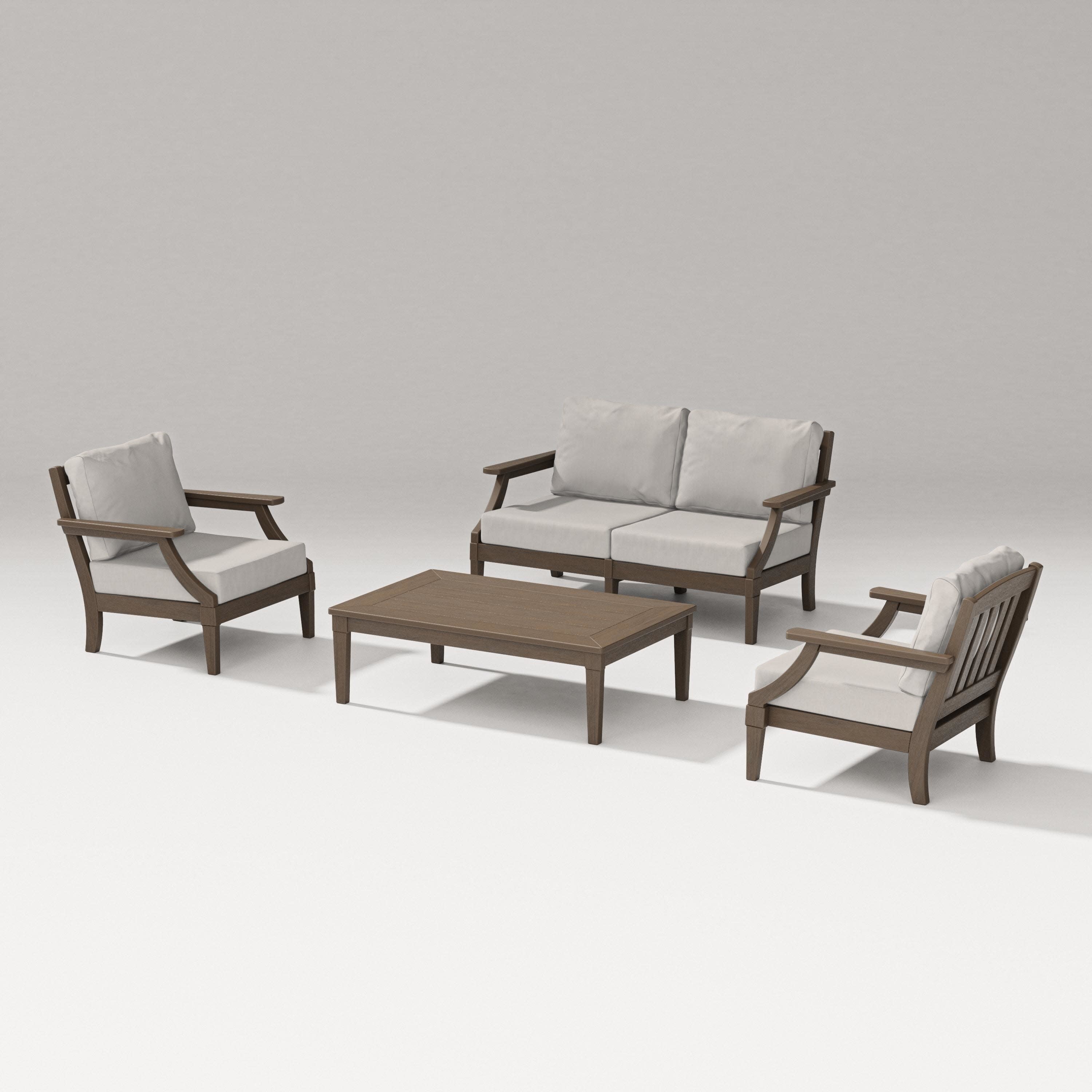 Estate Lounge 4-Piece Loveseat Set in Kona / Cast Ash