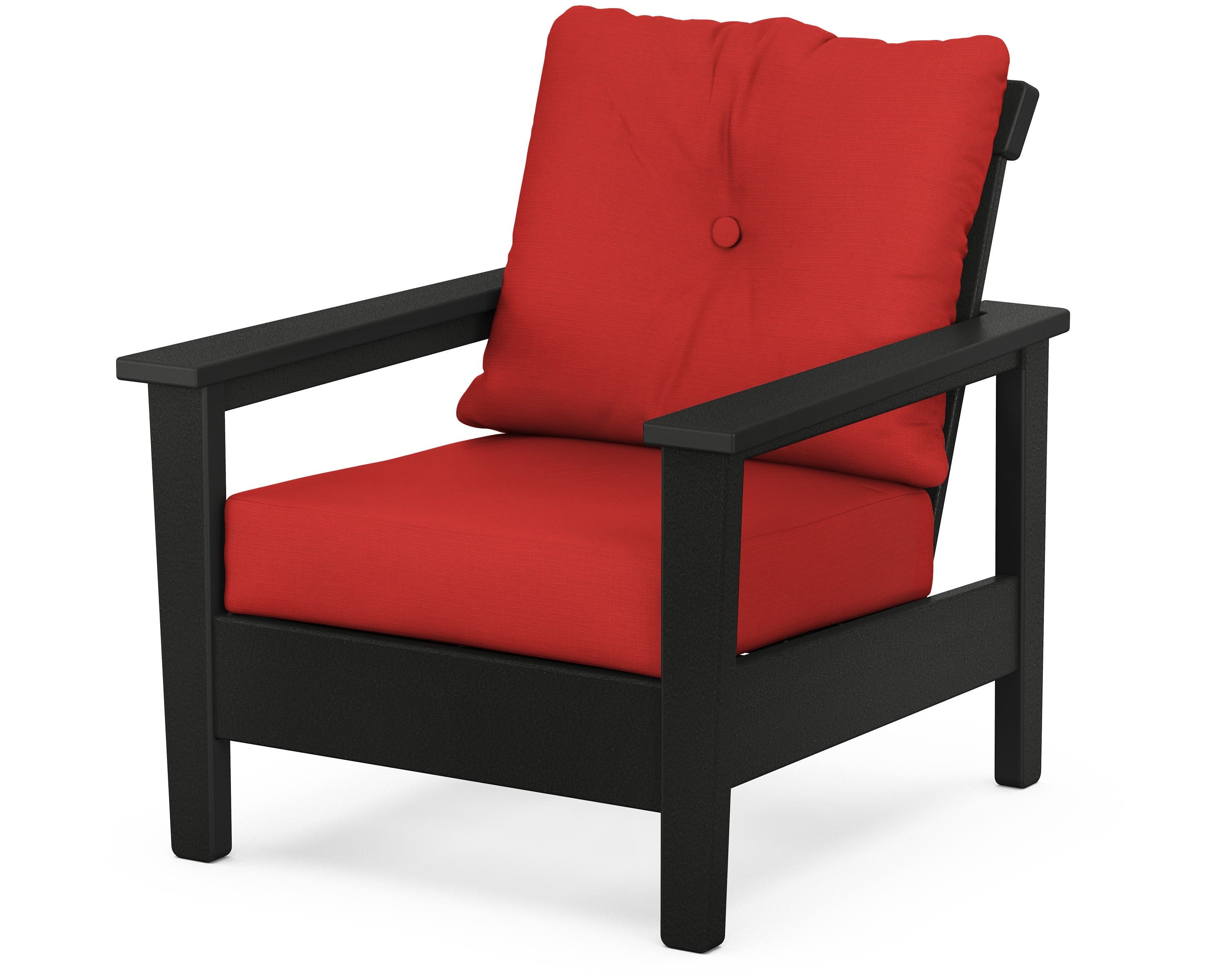 Prescott Deep Seating Chair in Black / Crimson Linen