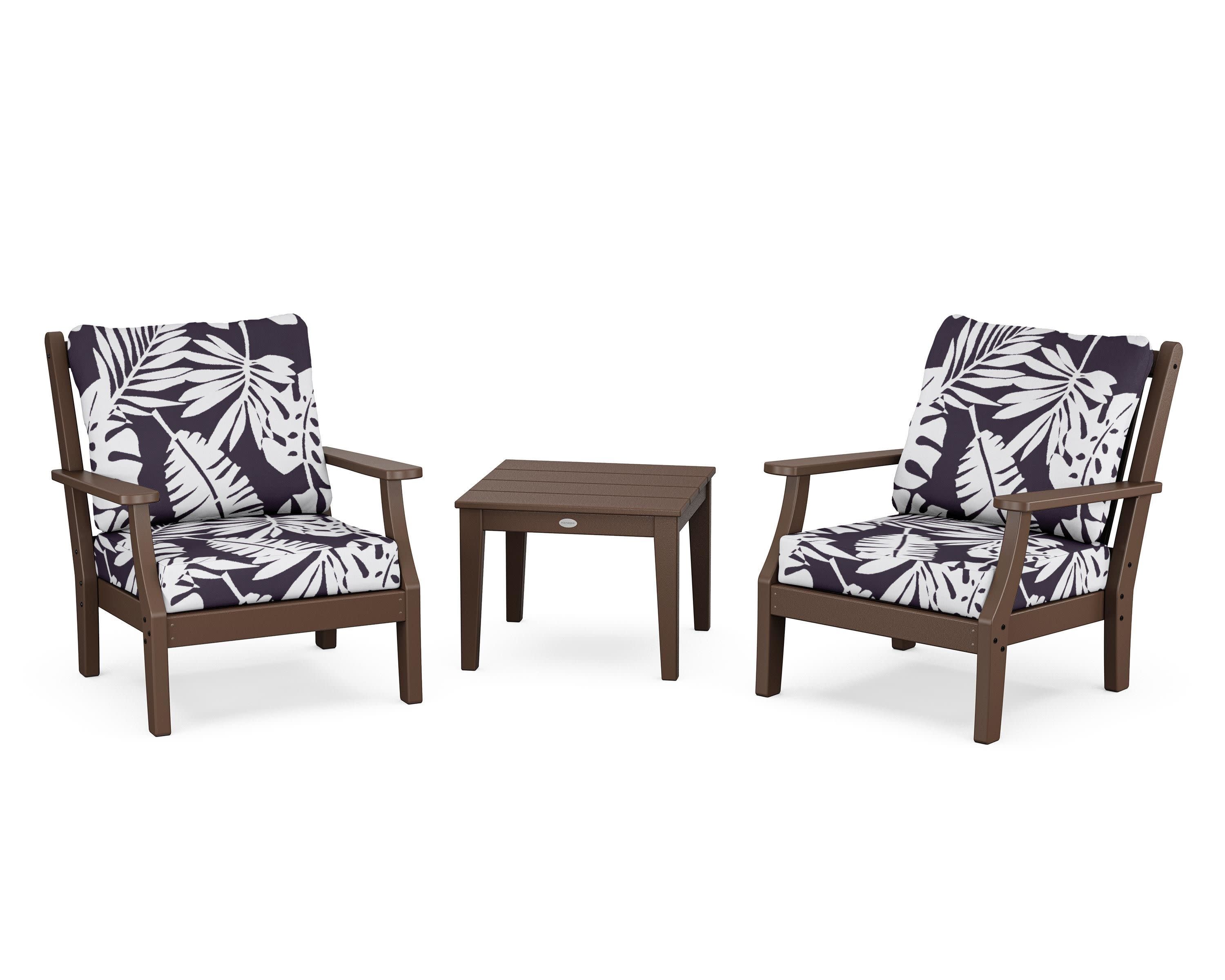 Wovendale 3-Piece Deep Seating Set in Mahogany / Leaf Navy