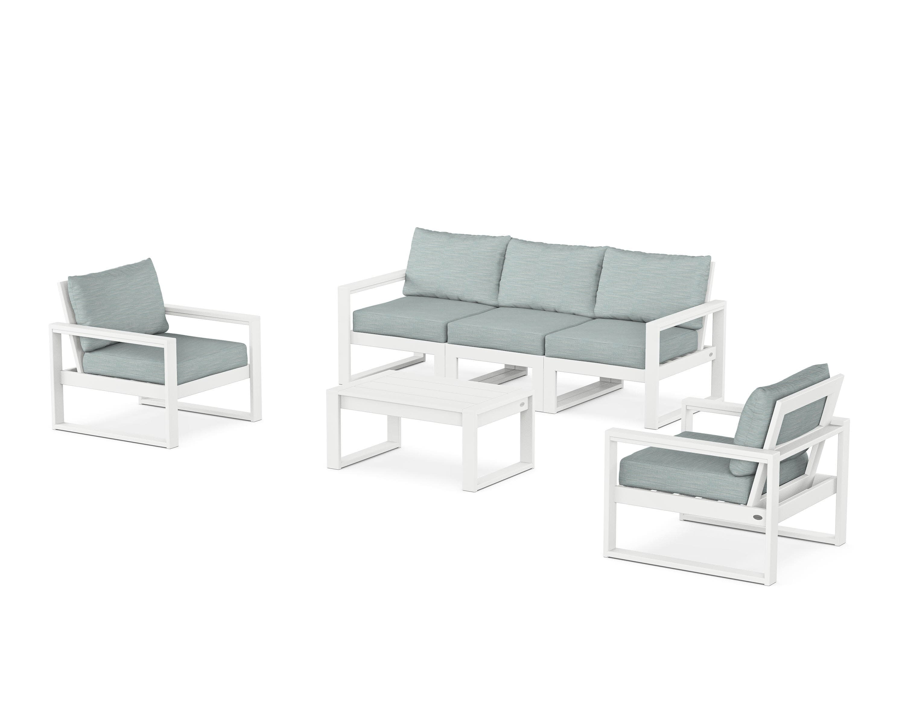 EDGE Sectional 4-Piece Deep Seating Set with Sofa in White / Soothe Mist