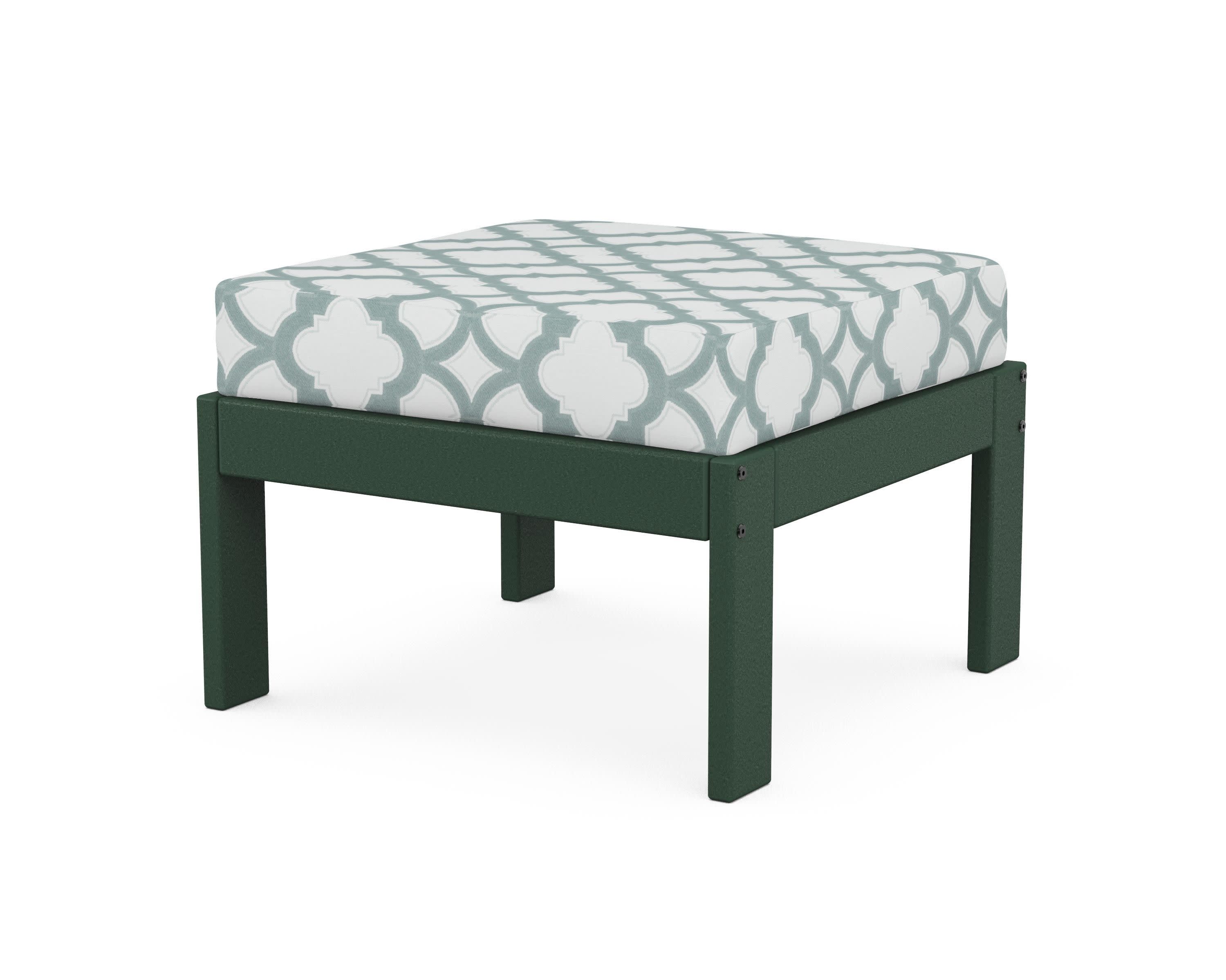 Vineyard Modular Ottoman in Green / Trellis Glacier Spa