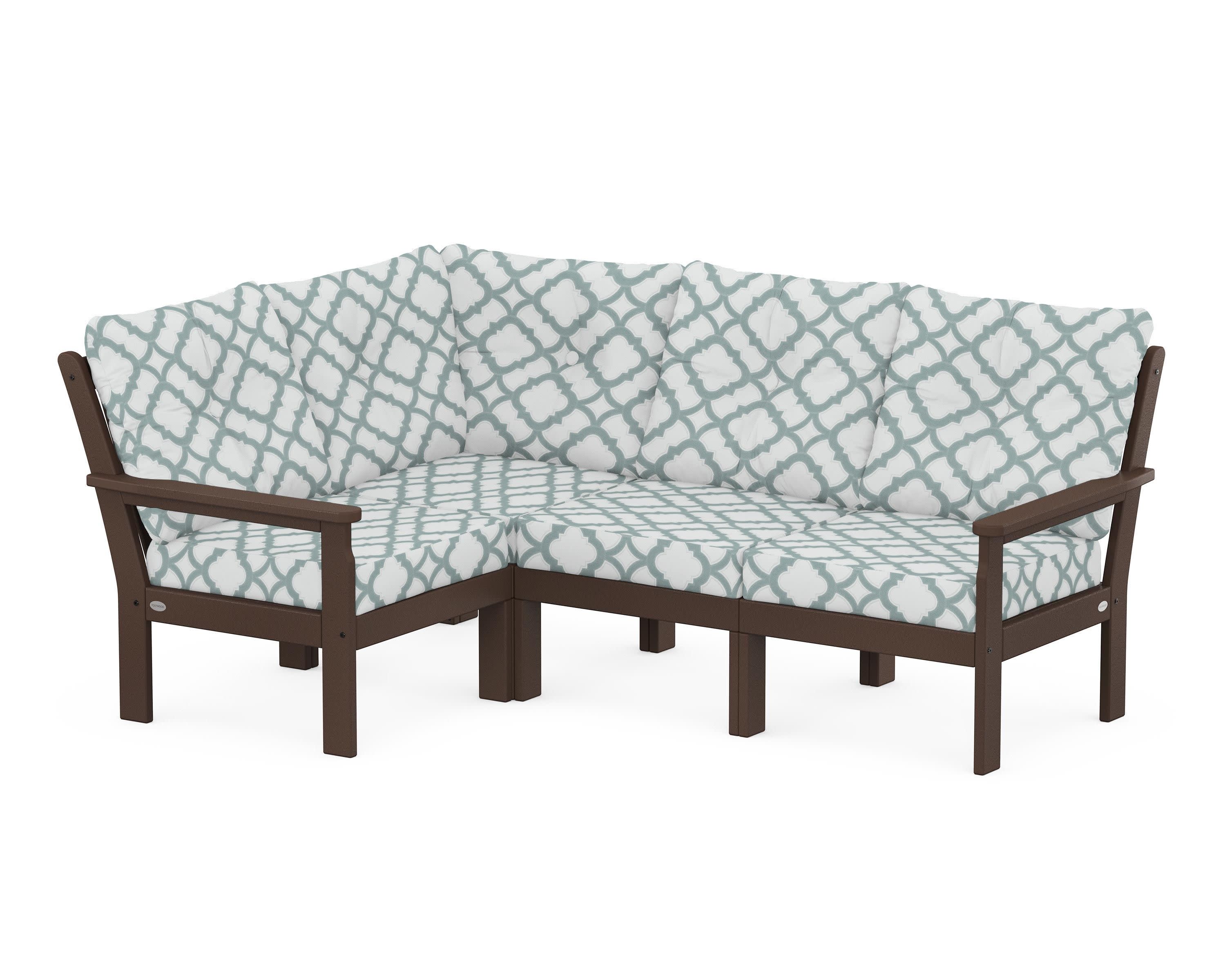 Vineyard 4-Piece Sectional in Mahogany / Trellis Glacier Spa