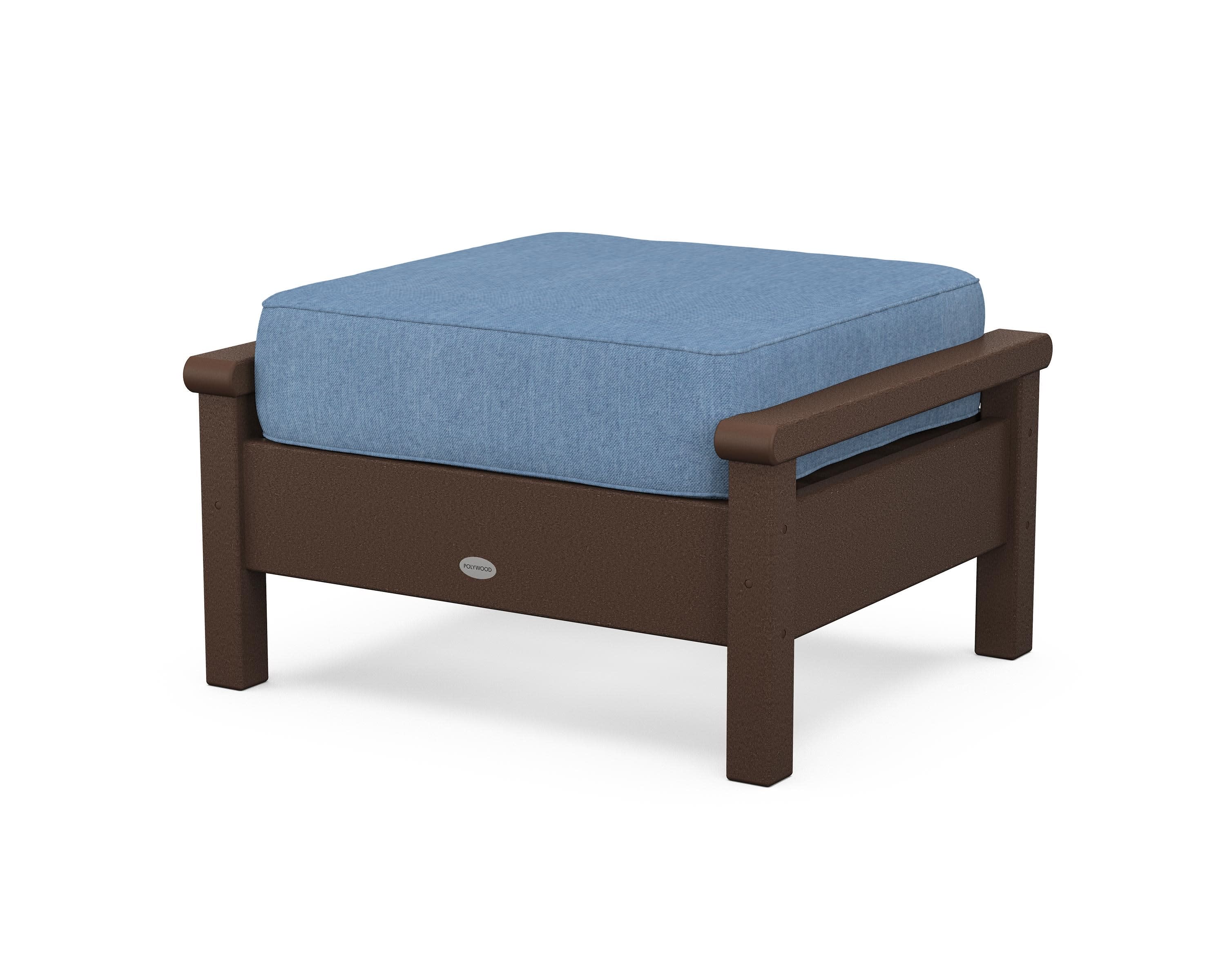 Harbour Deep Seating Ottoman in Mahogany / Sky Blue