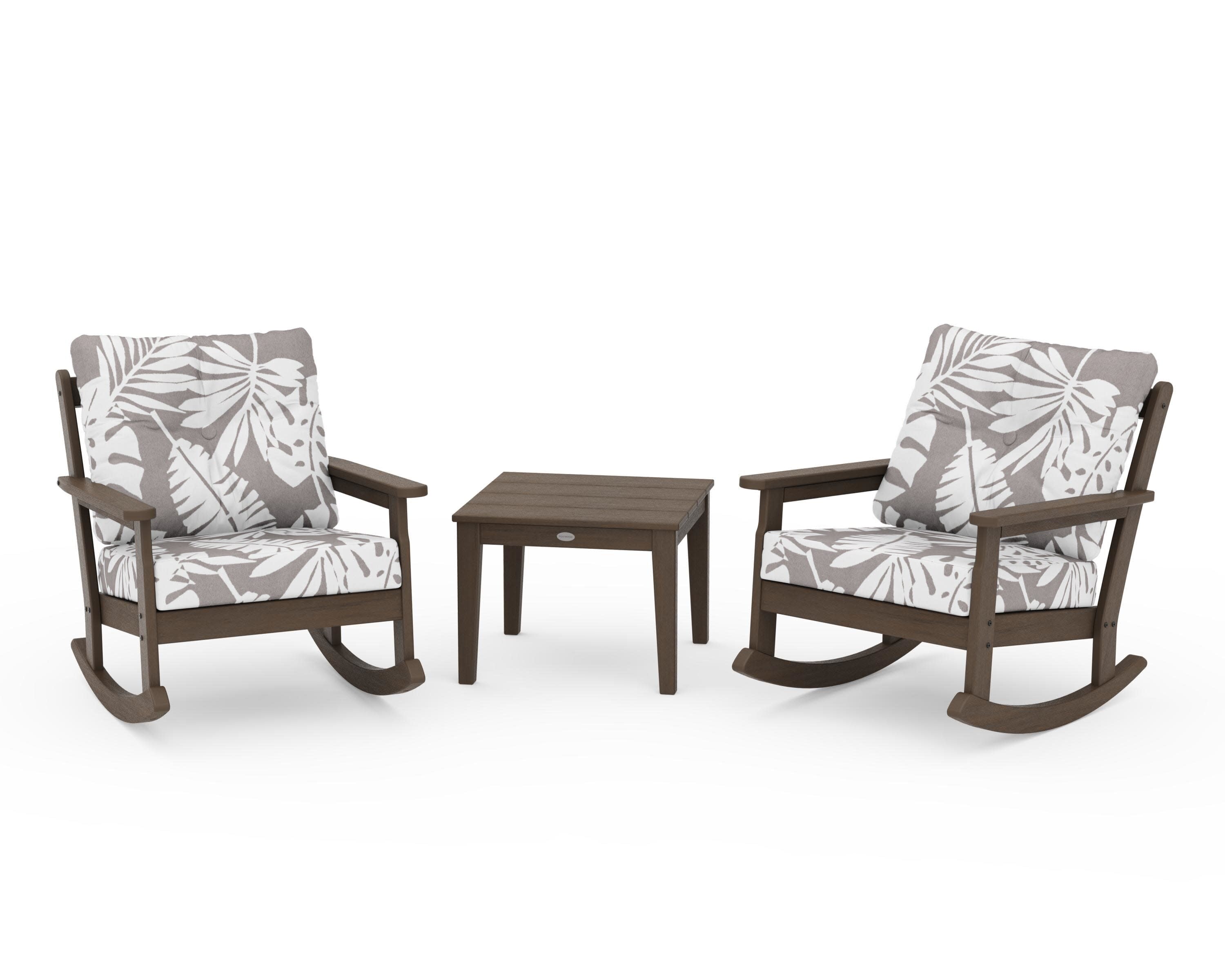 Vineyard 3-Piece Deep Seating Rocker Set in Kona / Leaf Grey Mist