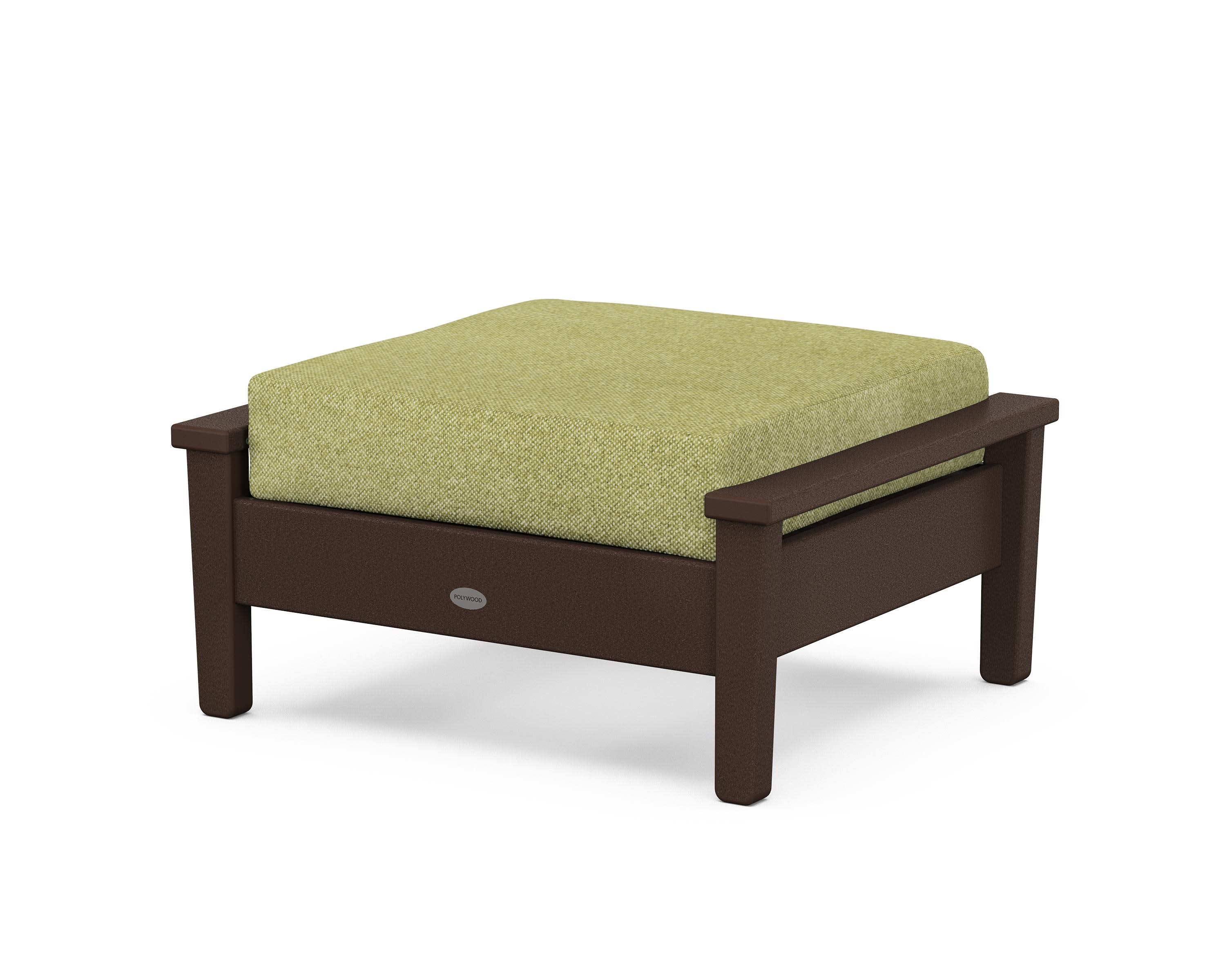 Prescott Deep Seating Ottoman in Mahogany / Chartreuse Boucle