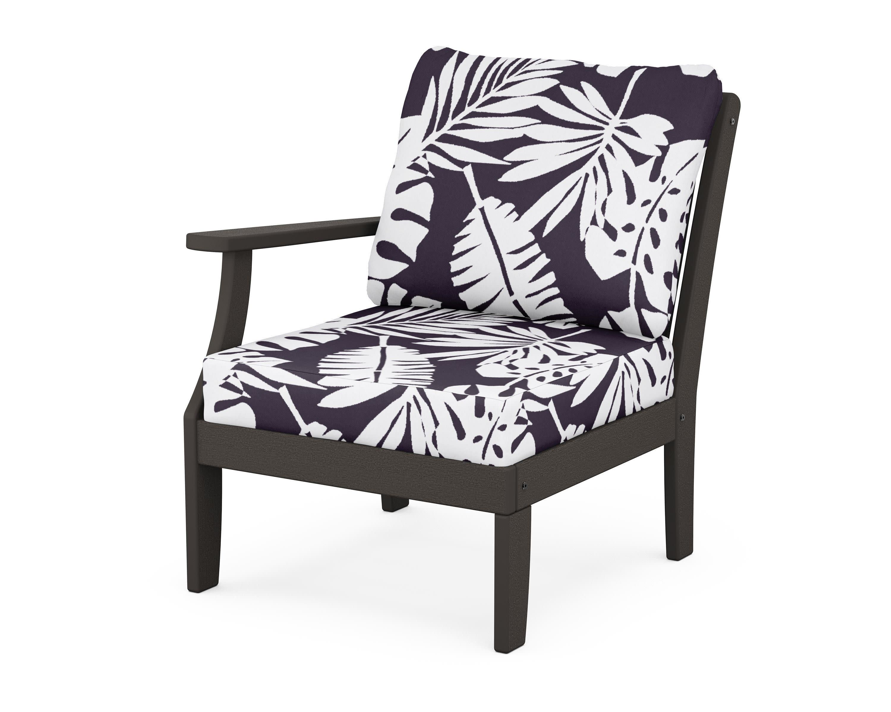 Braxton Modular Left Arm Chair in Vintage Coffee / Leaf Navy