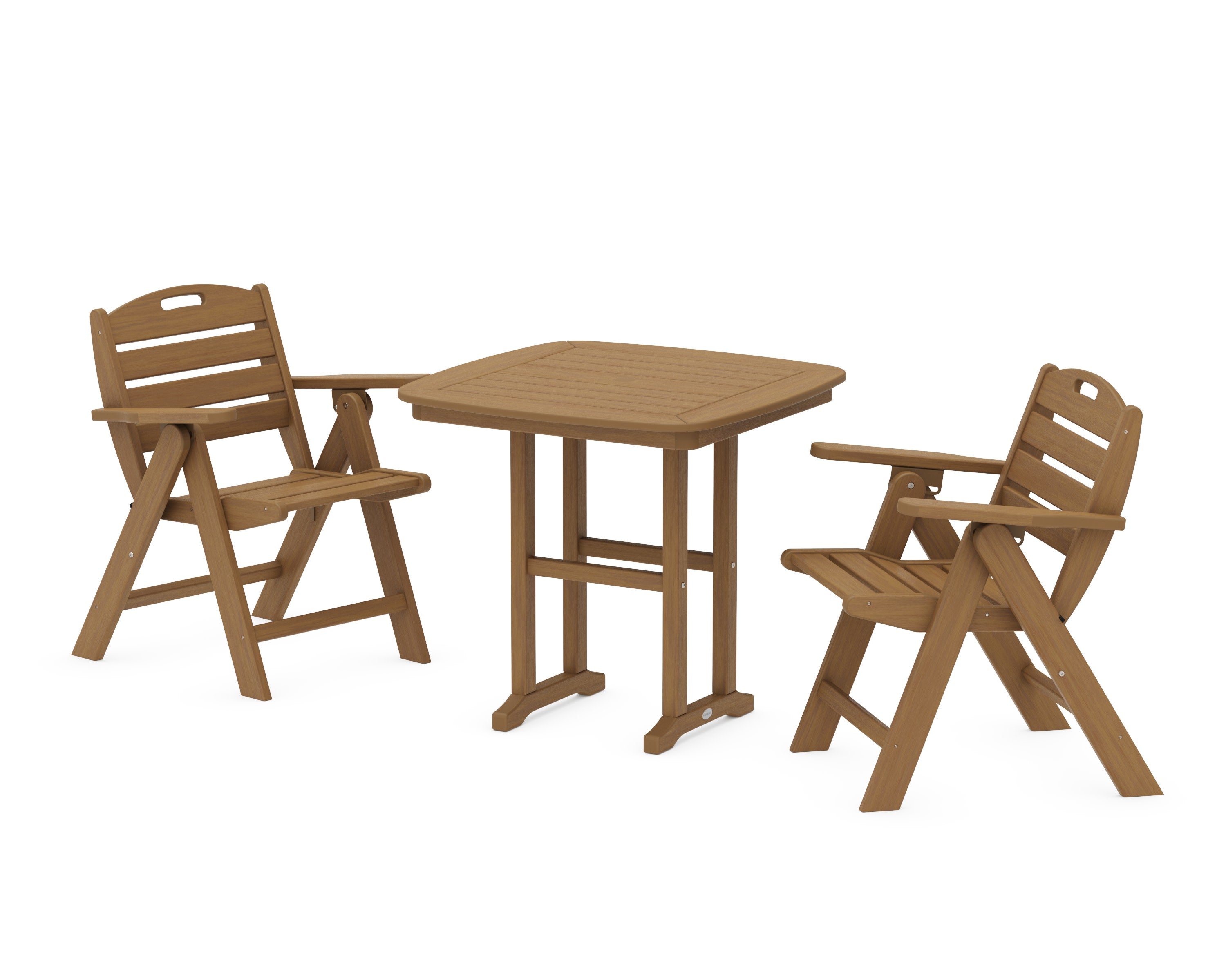 Nautical Folding Lowback Chair 3-Piece Dining Set in Natural