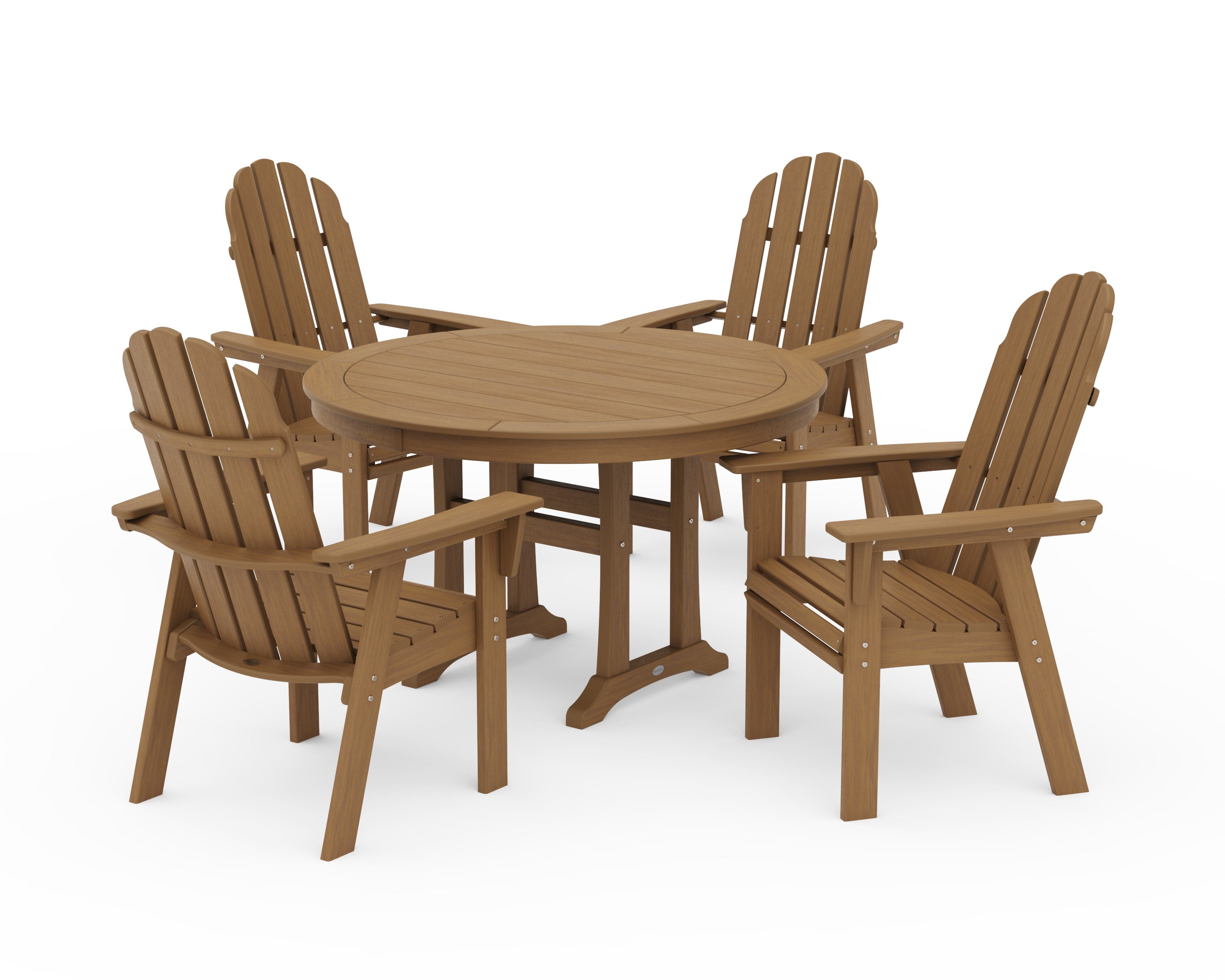 Vineyard Curveback Adirondack 5-Piece Nautical Trestle Dining Set in Natural