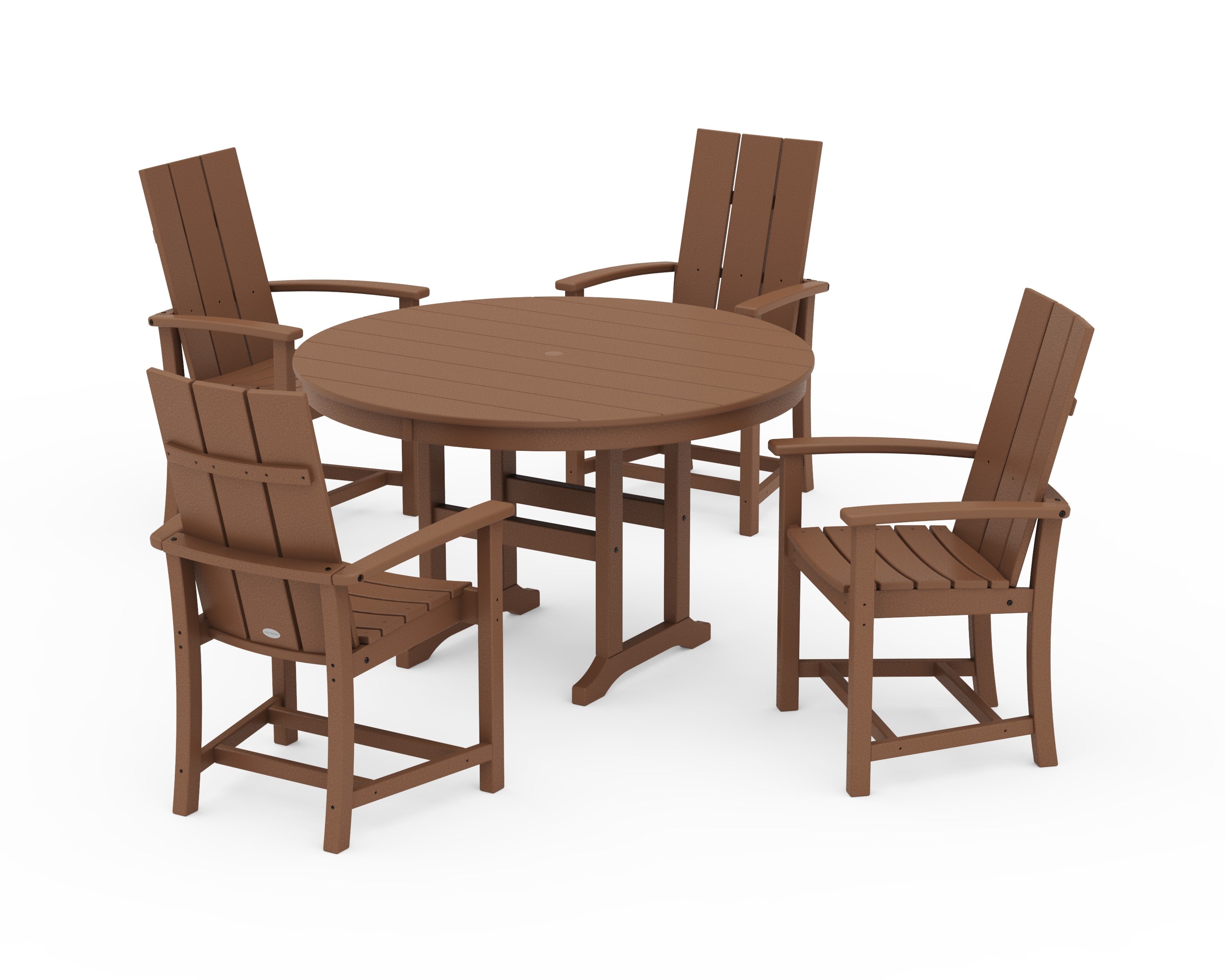 Modern Adirondack 5-Piece Round Farmhouse Dining Set in Teak
