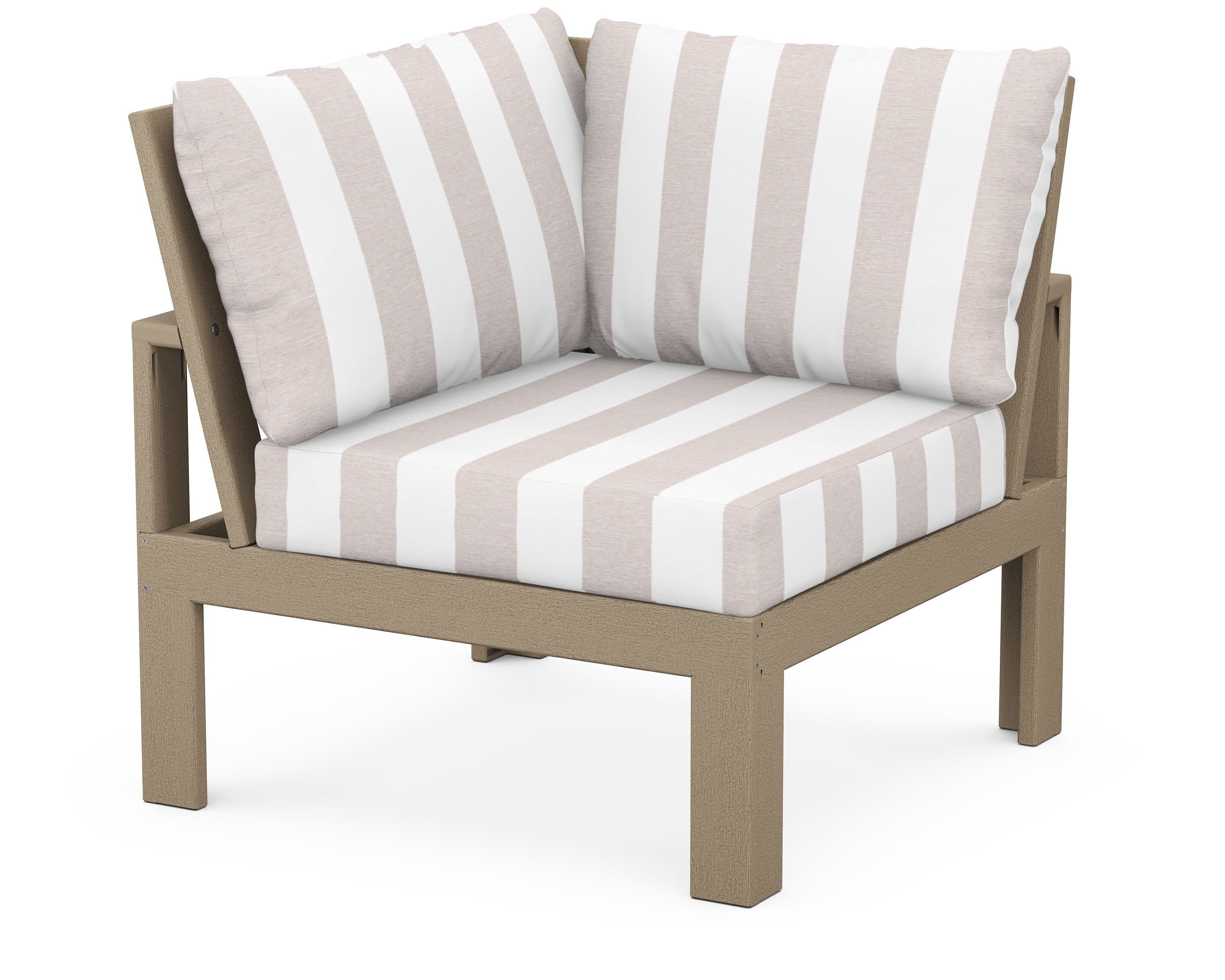 Modular Corner Chair in Vintage Sahara / Cabana Stripe Dune Burlap