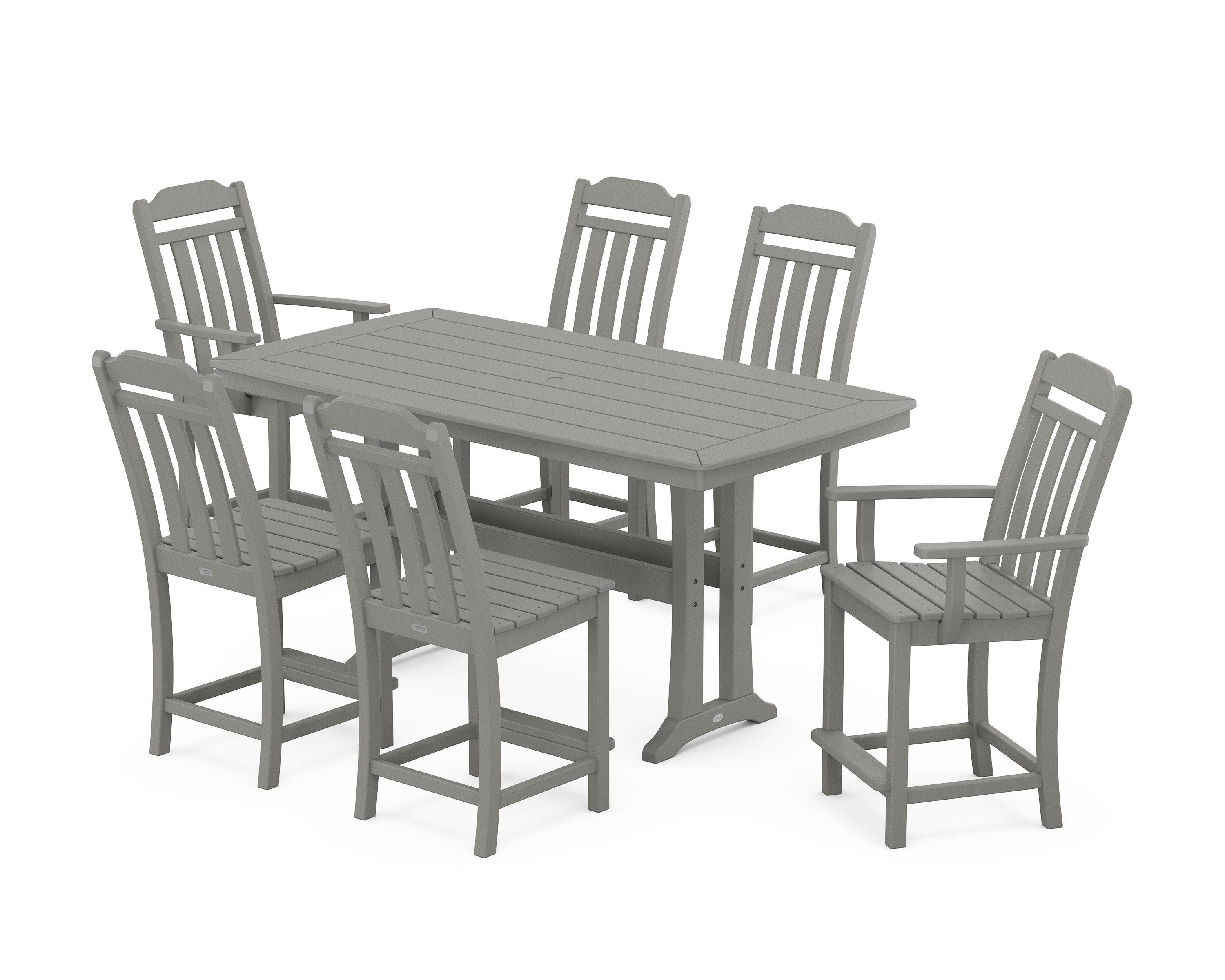 Cottage 7-Piece Counter Set with Trestle Legs in Slate Grey