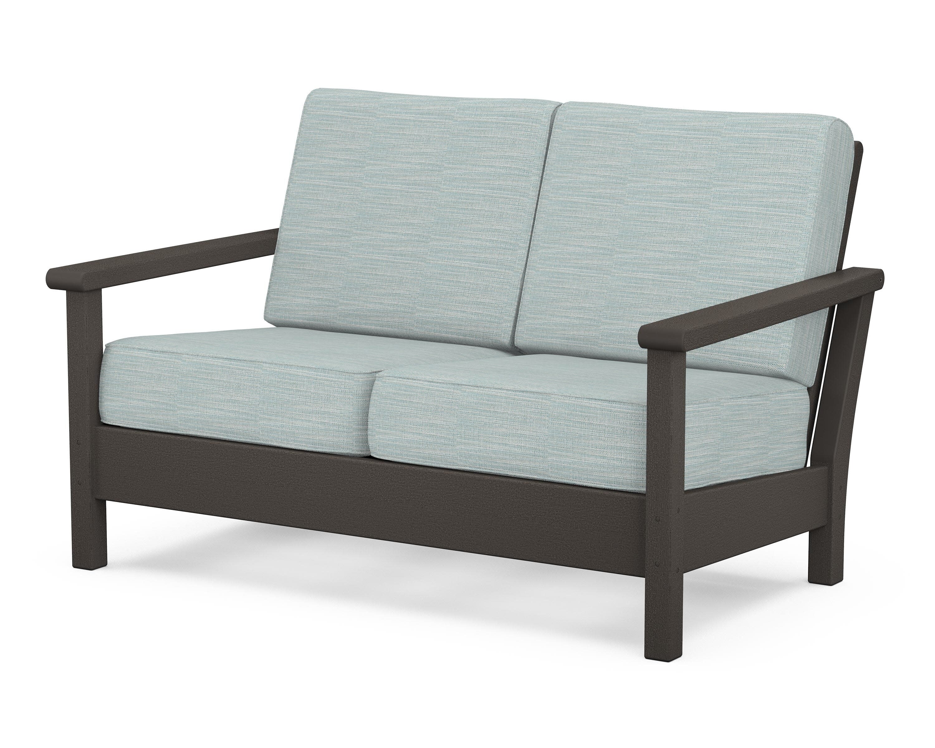 Harbour Deep Seating Loveseat in Vintage Coffee / Soothe Mist