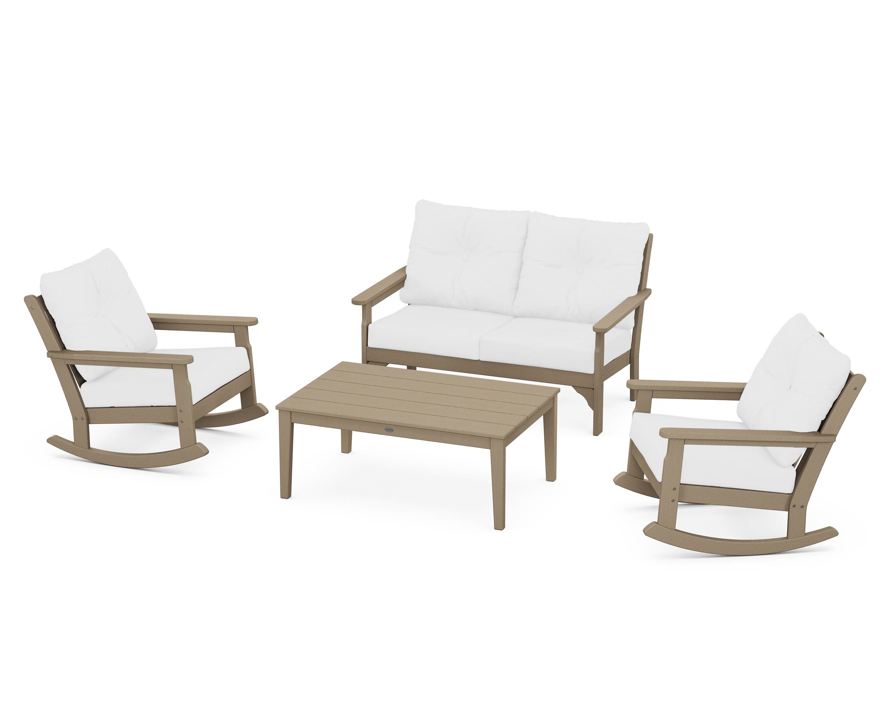 Vineyard 4-Piece Deep Seating Rocking Chair Set in Vintage Sahara / Natural