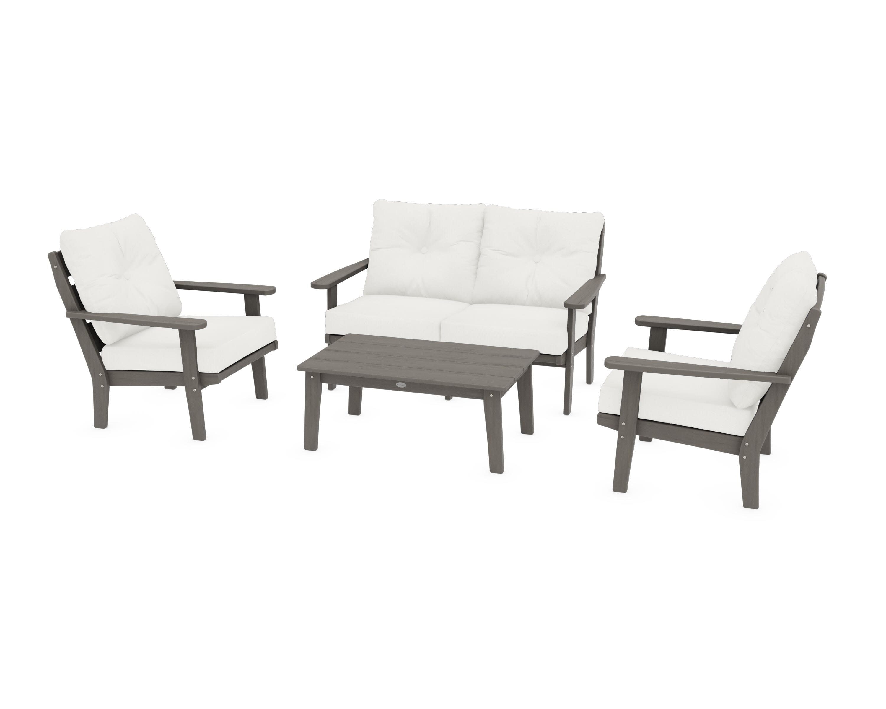 Lakeside 4-Piece Deep Seating Set in Driftwood / Natural Linen